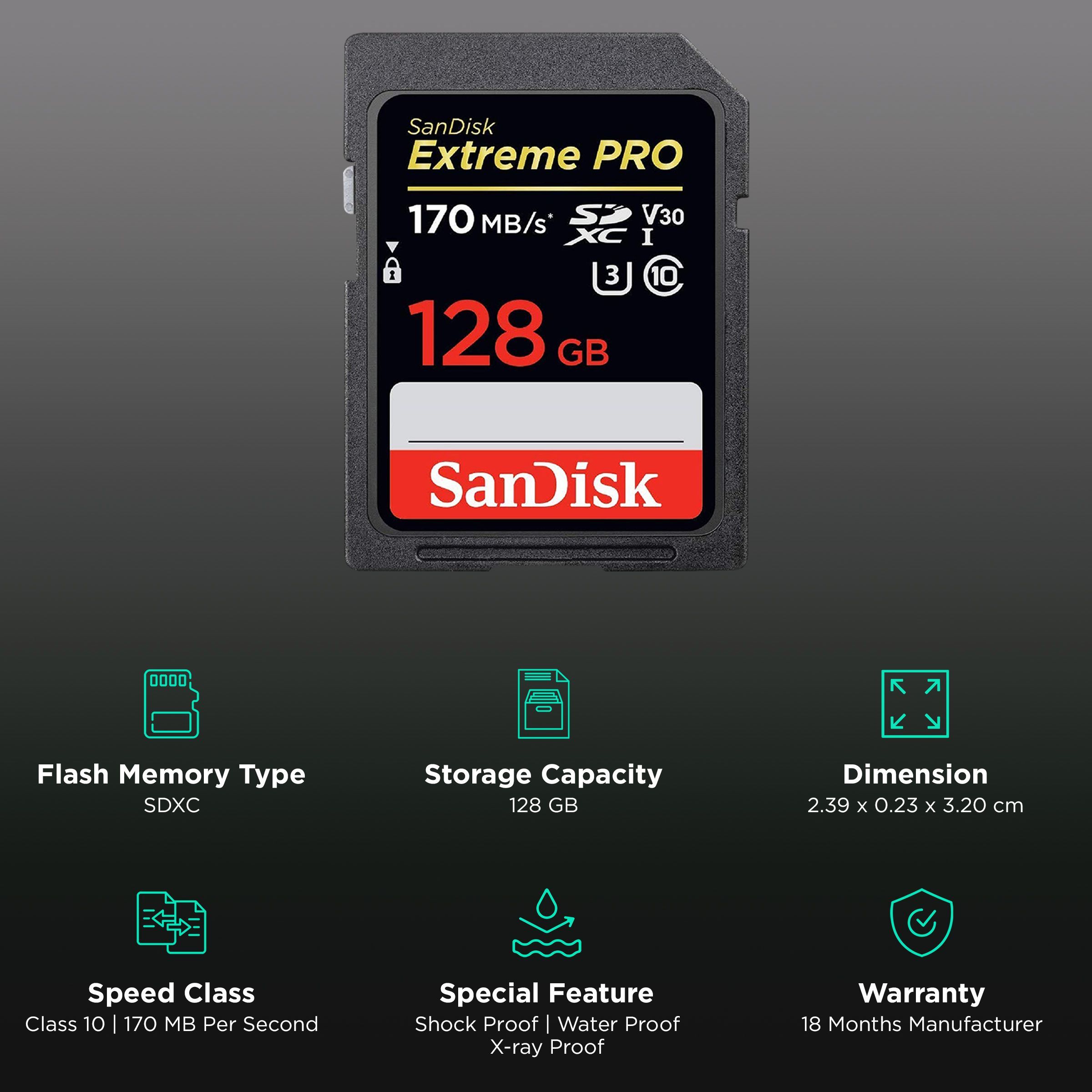 SanDisk Extreme PRO SDXC 128GB Class 3, Class 30, Class 10 170MB/s Memory Card SanDisk Extreme PRO SDXC 128GB Class 3, Class 30, Class 10 170MB/s Memory Card_3