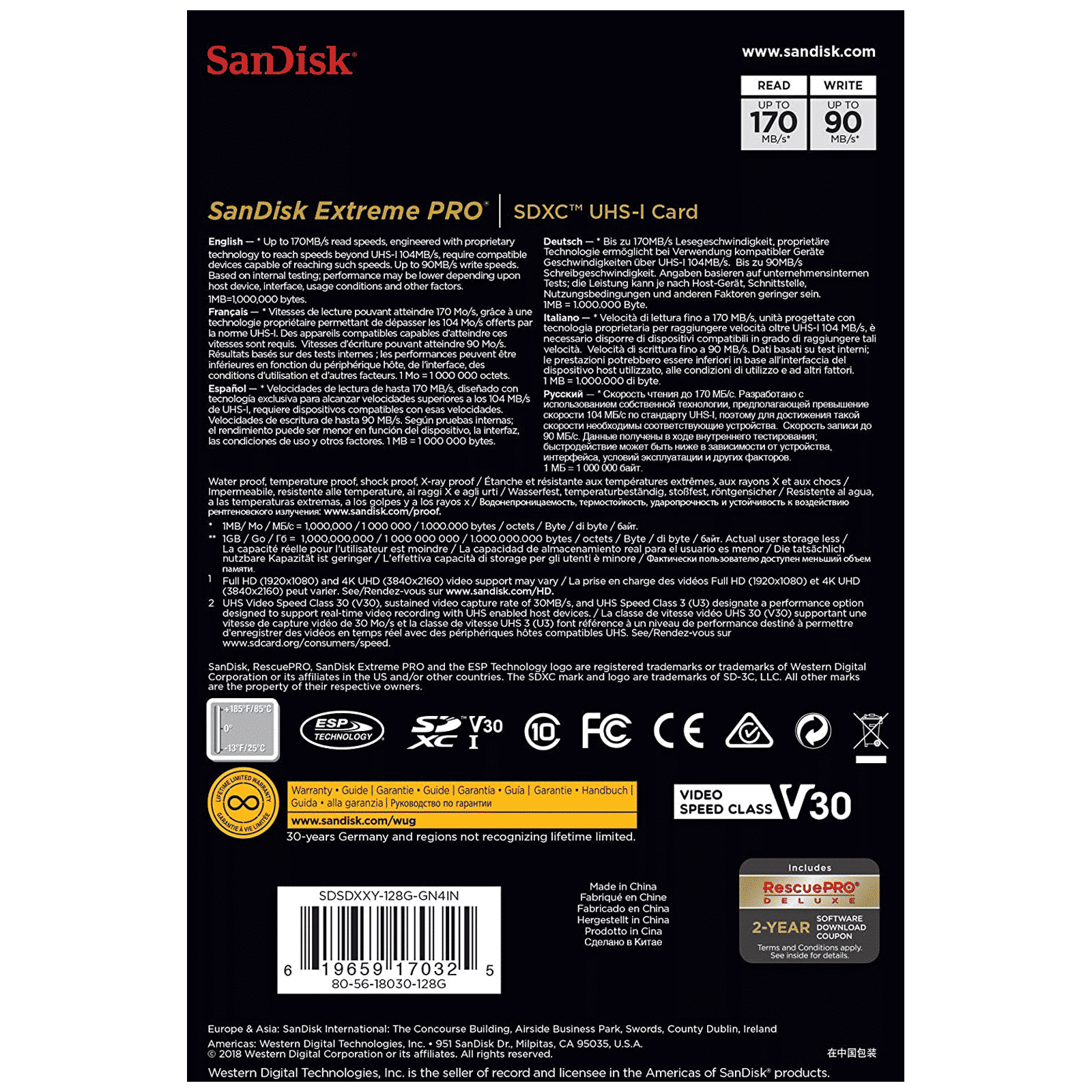 SanDisk Extreme PRO SDXC 128GB Class 3, Class 30, Class 10 170MB/s Memory Card SanDisk Extreme PRO SDXC 128GB Class 3, Class 30, Class 10 170MB/s Memory Card_8