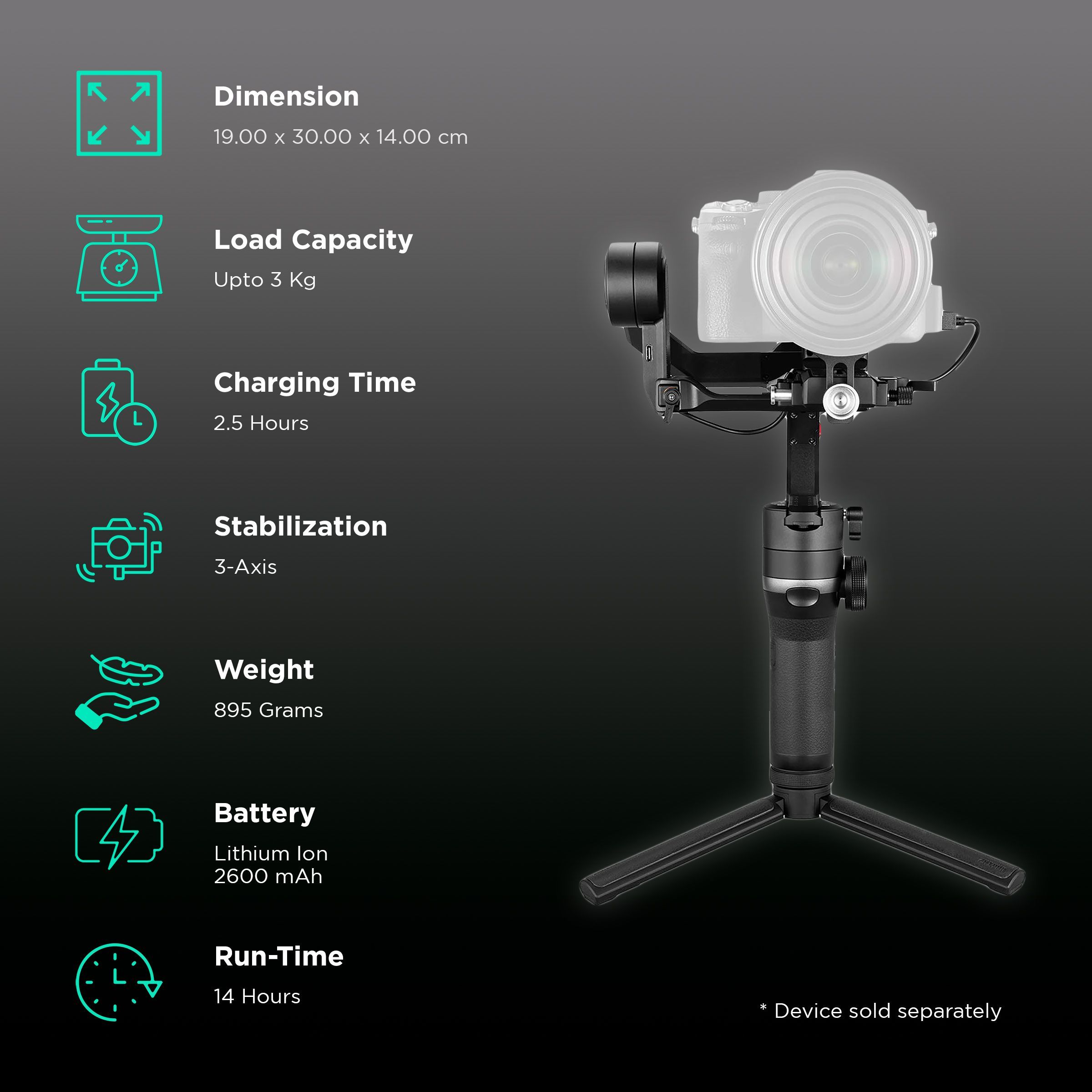 Zhiyun Weebill S 3-Axis Gimbal for Camera (314 Degree Controlled Rotation, Black)_2