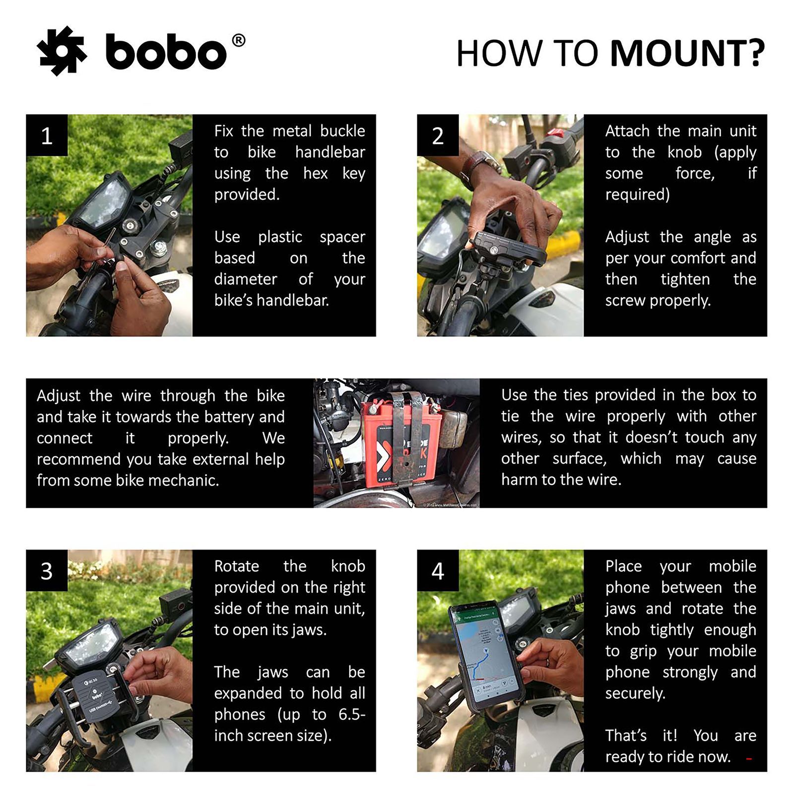 bobo BM1 Jaw Grip Bike Mount for Mobile (Water Proof, Black)_8