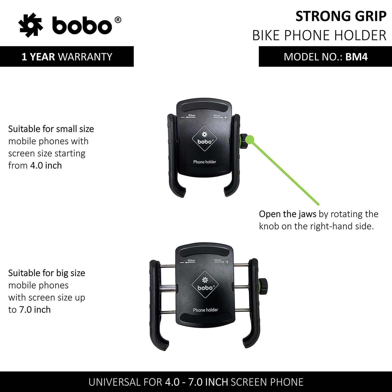 bobo BM4 Jaw Bike Mount for Mobile (360 Degree Rotation, Black)_4