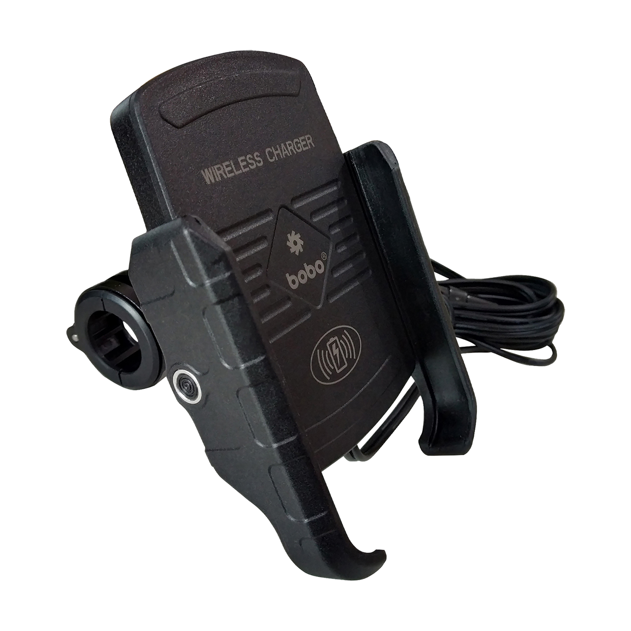 bobo BM6 Jaw Bike Mount for Mobile (Fast 15W Wireless Charger, Black)_1