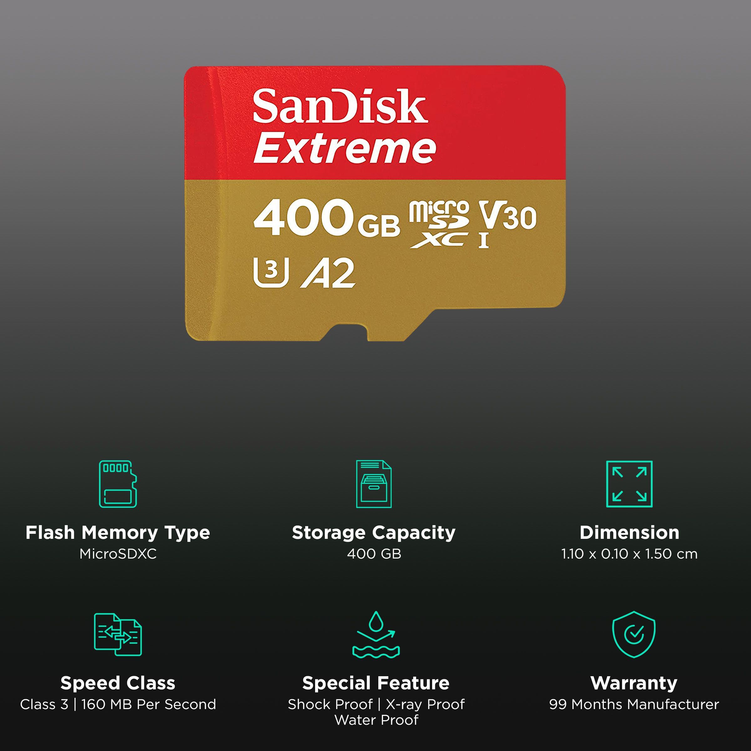 SanDisk Extreme MicroSDXC 400GB Class 10, Class 30, Class 3 160MB/s Memory Card SanDisk Extreme MicroSDXC 400GB Class 10, Class 30, Class 3 160MB/s Memory Card_3
