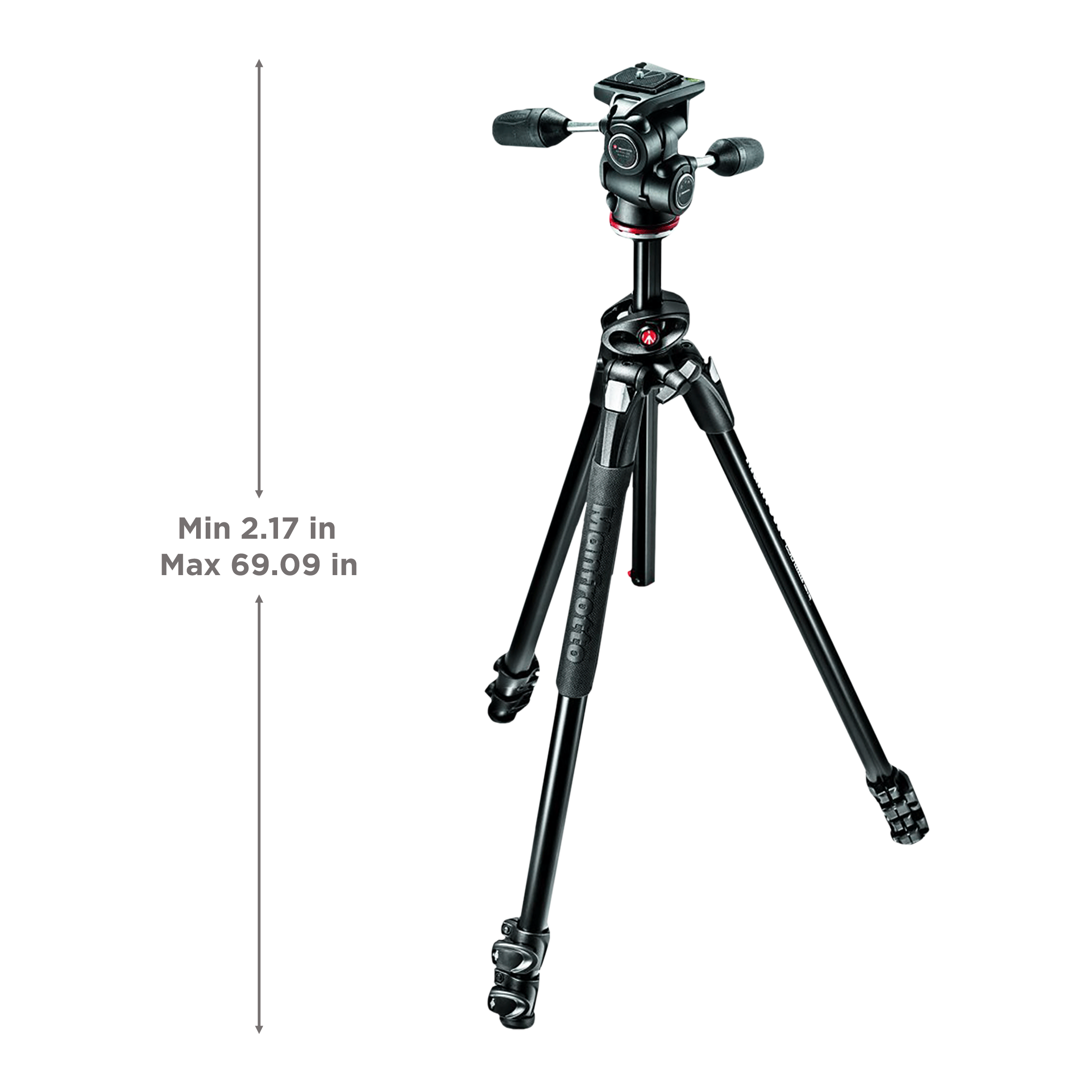 Manfrotto 290 175.5cm Adjustable Tripod for Camera (360 Degree Panoramic Rotation, Black)_3