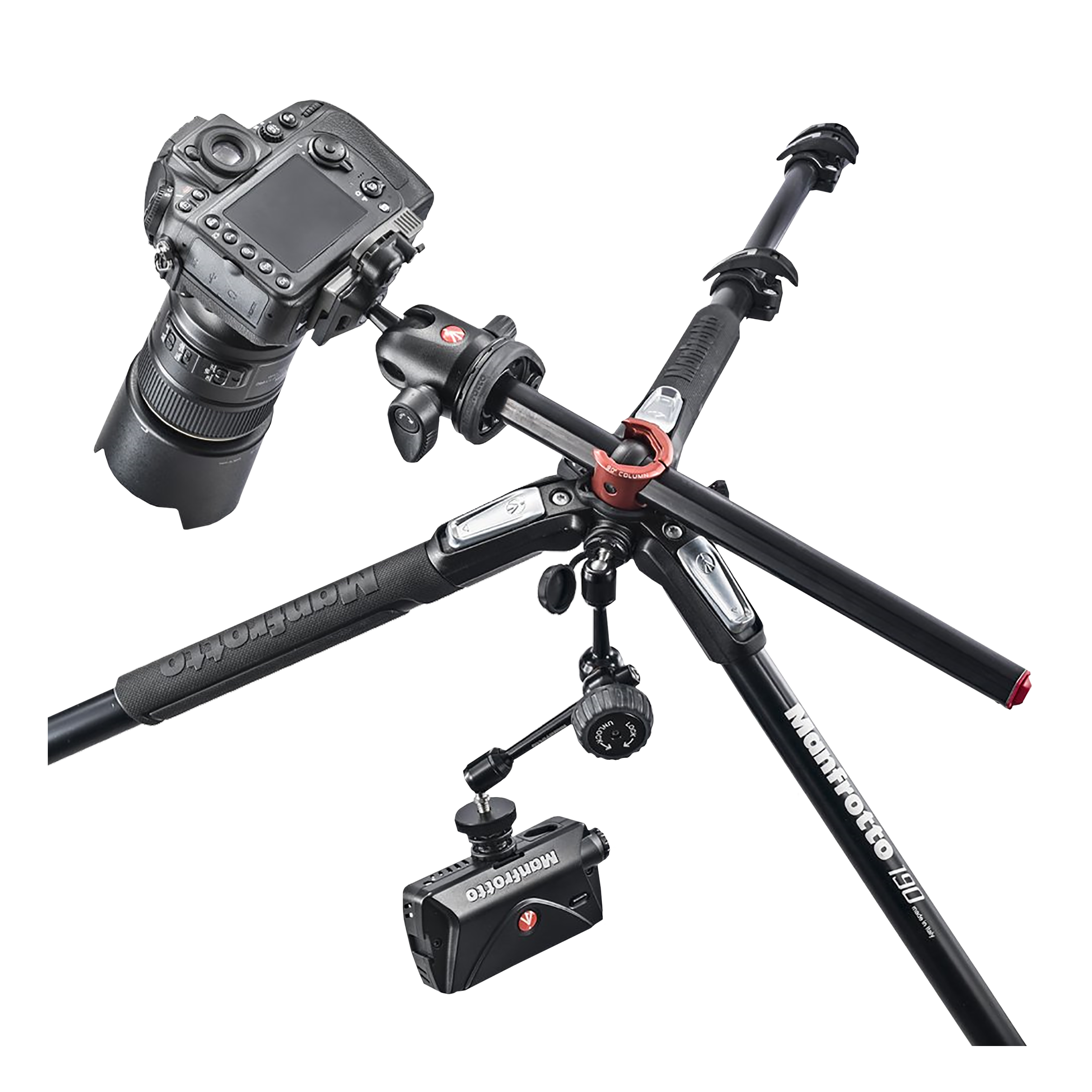 Manfrotto 190 160cm Adjustable Tripod for Camera (90 Degree Rotation, Black)_7