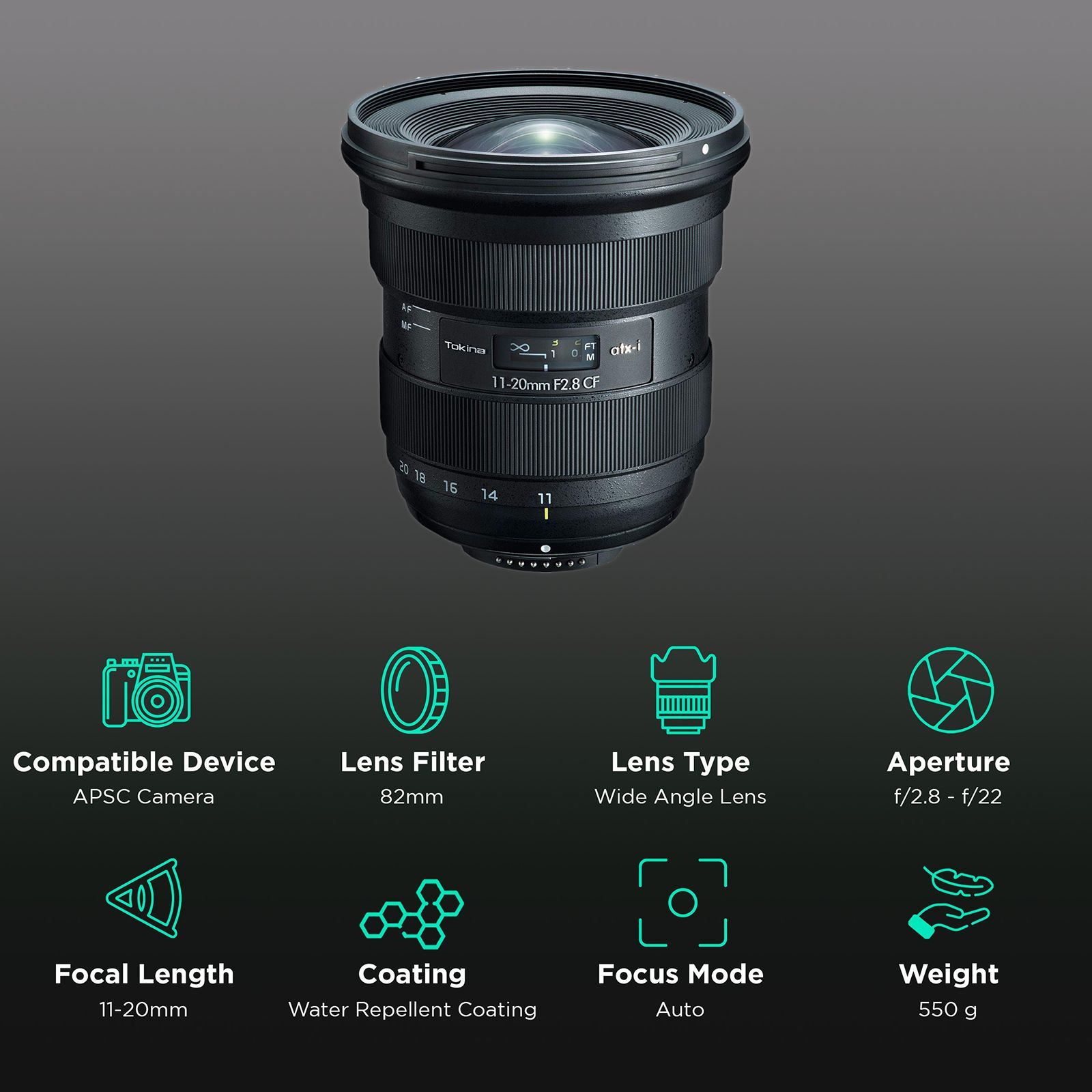 Tokina Atx-i 11-20mm f/22 - f/2.8 Wide-Angle Zoom Lens for Nikon F Mount (One-touch Focus Clutch Mechanism)_3