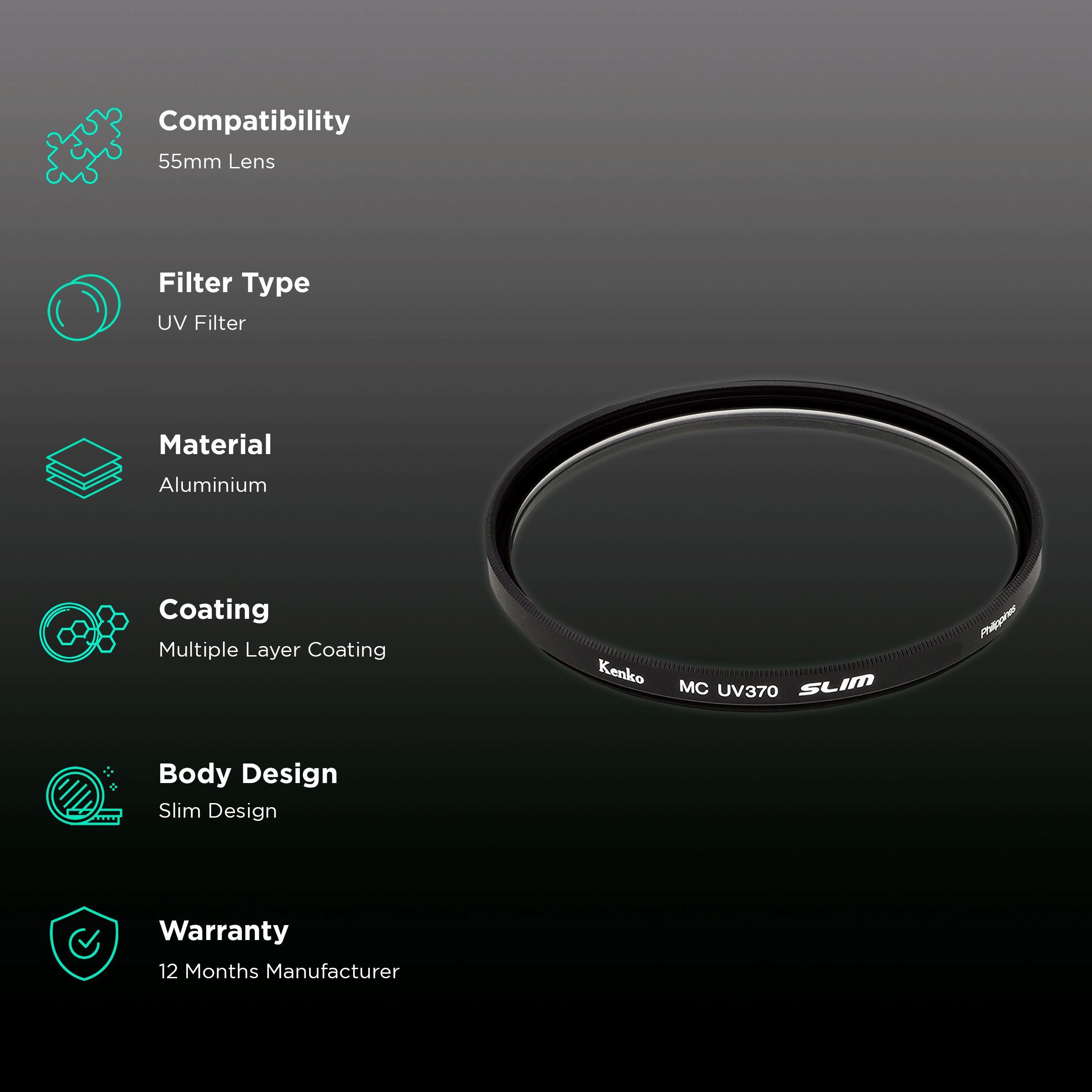 Kenko Smart UV370 55mm Camera Lens UV Filter (Low-Profile Frame)_2