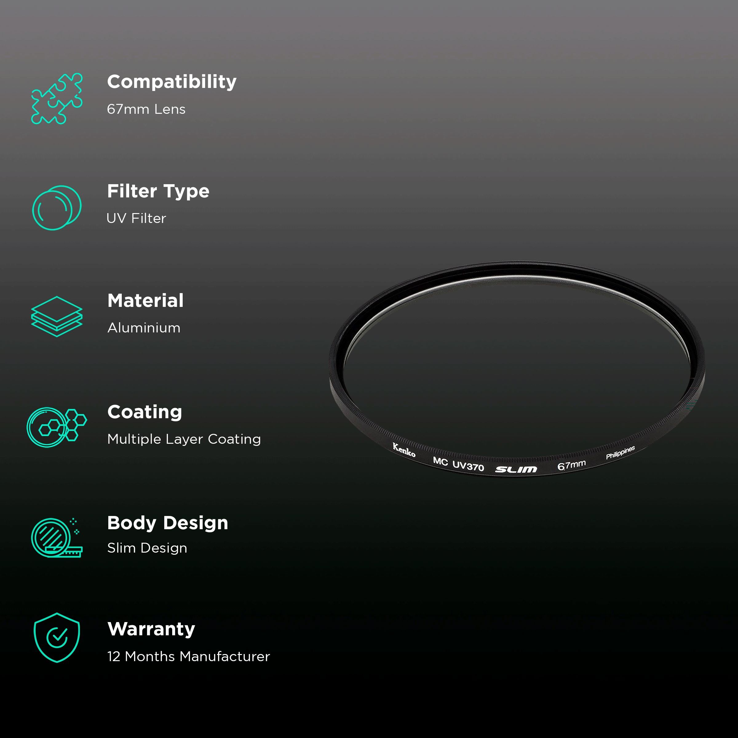 Kenko Smart UV370 67mm Camera Lens UV Filter (Low-Profile Frame)_2