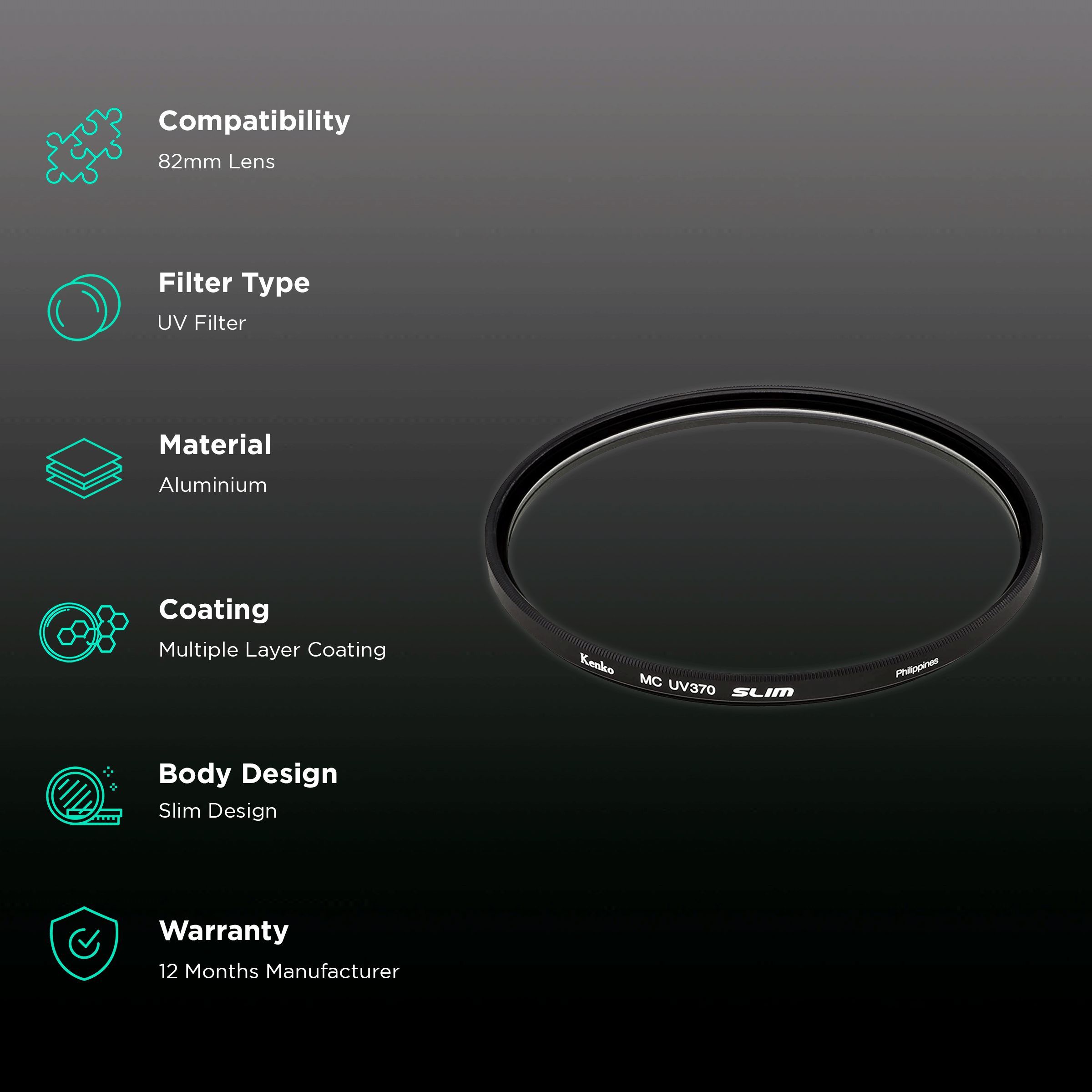 Kenko Smart UV370 82mm Camera Lens UV Filter (Low-Profile Frame)_2