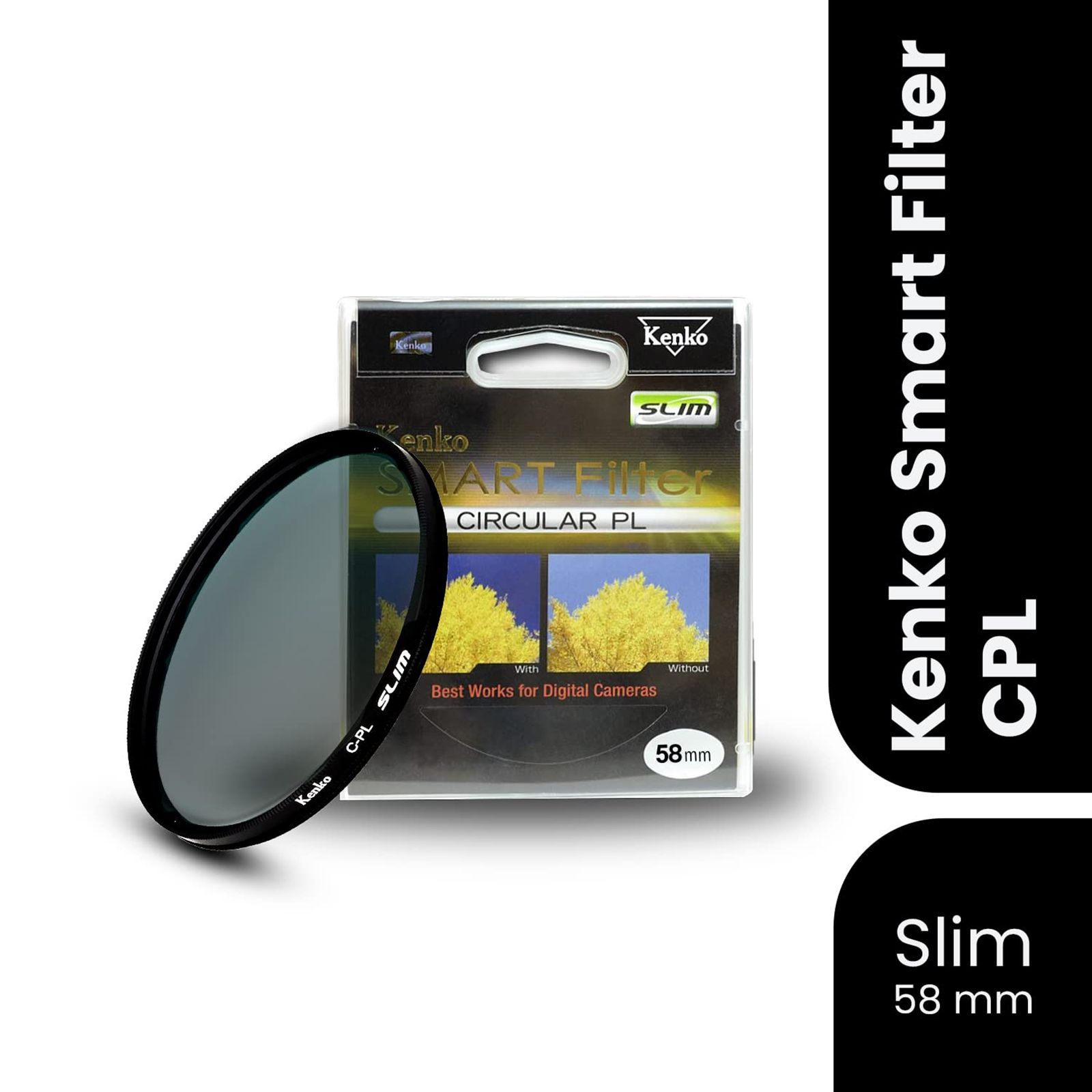 Kenko SMART C-PL 58mm Camera Lens Polarizer Filter (Absorbing Polarized Light) Kenko SMART C-PL 58mm Camera Lens Polarizer Filter (Absorbing Polarized Light)_5