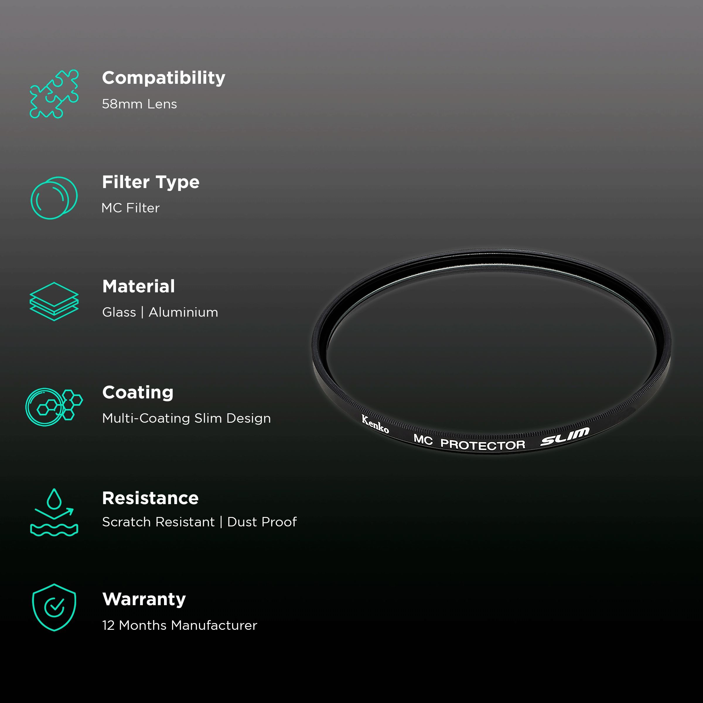 Kenko Smart Protector 58mm Camera Lens MC Filter (Multi-Coating Slim Design)_2
