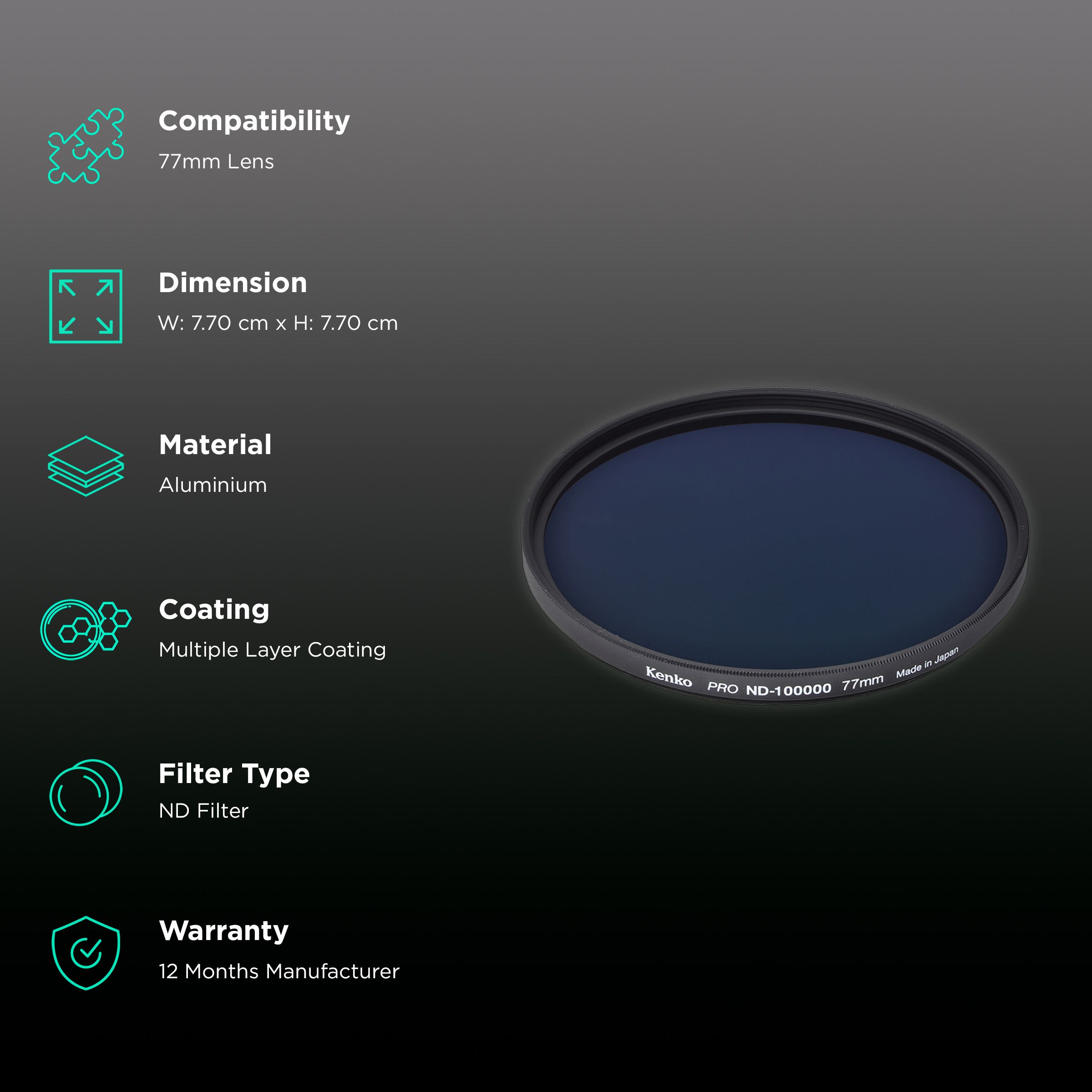 Kenko Smart Pro 77mm Camera Lens Neutral Density Filter (ND Vacuum Deposition Technology)_2