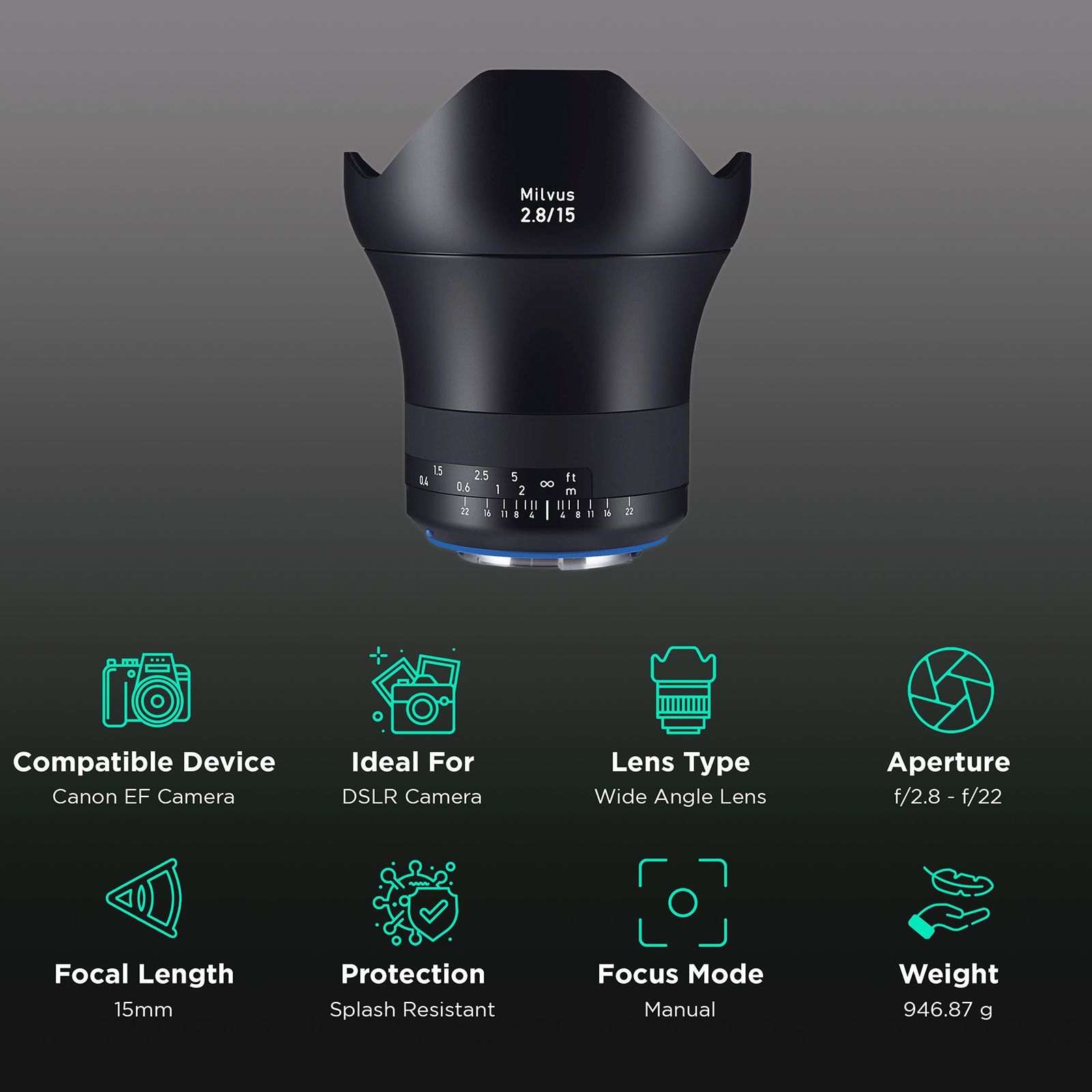 ZEISS Milvus 15mm f/22 - f/2.8 Wide-Angle Lens for Canon EF Mount (Protection Against Dust & Splashes)_3