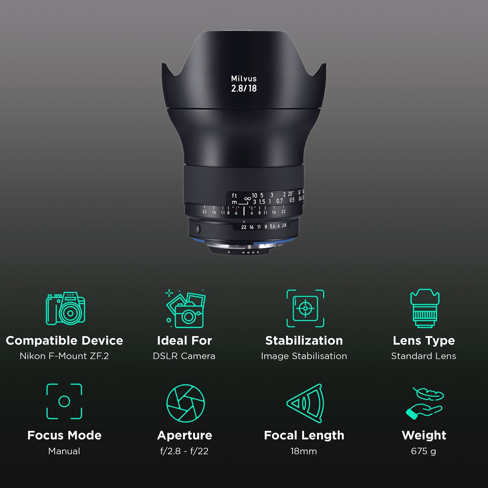 ZEISS Milvus 18mm f/2.8 - f/22 Wide-Angle Lens for Nikon F Mount ZF.2 (Protection Against Dust & Splashes) ZEISS Milvus 18mm f/2.8 - f/22 Wide-Angle Lens for Nikon F Mount ZF.2 (Protection Against Dust & Splashes)_3
