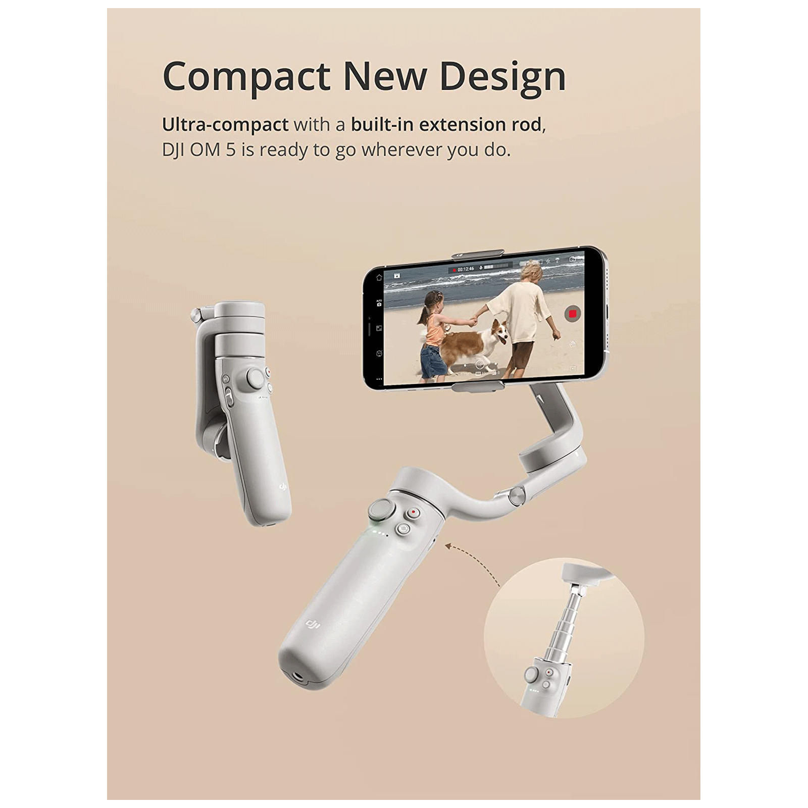 DJI OM 5 3-Axis Gimbal for Mobile (ActiveTrack 4.0, White)_6