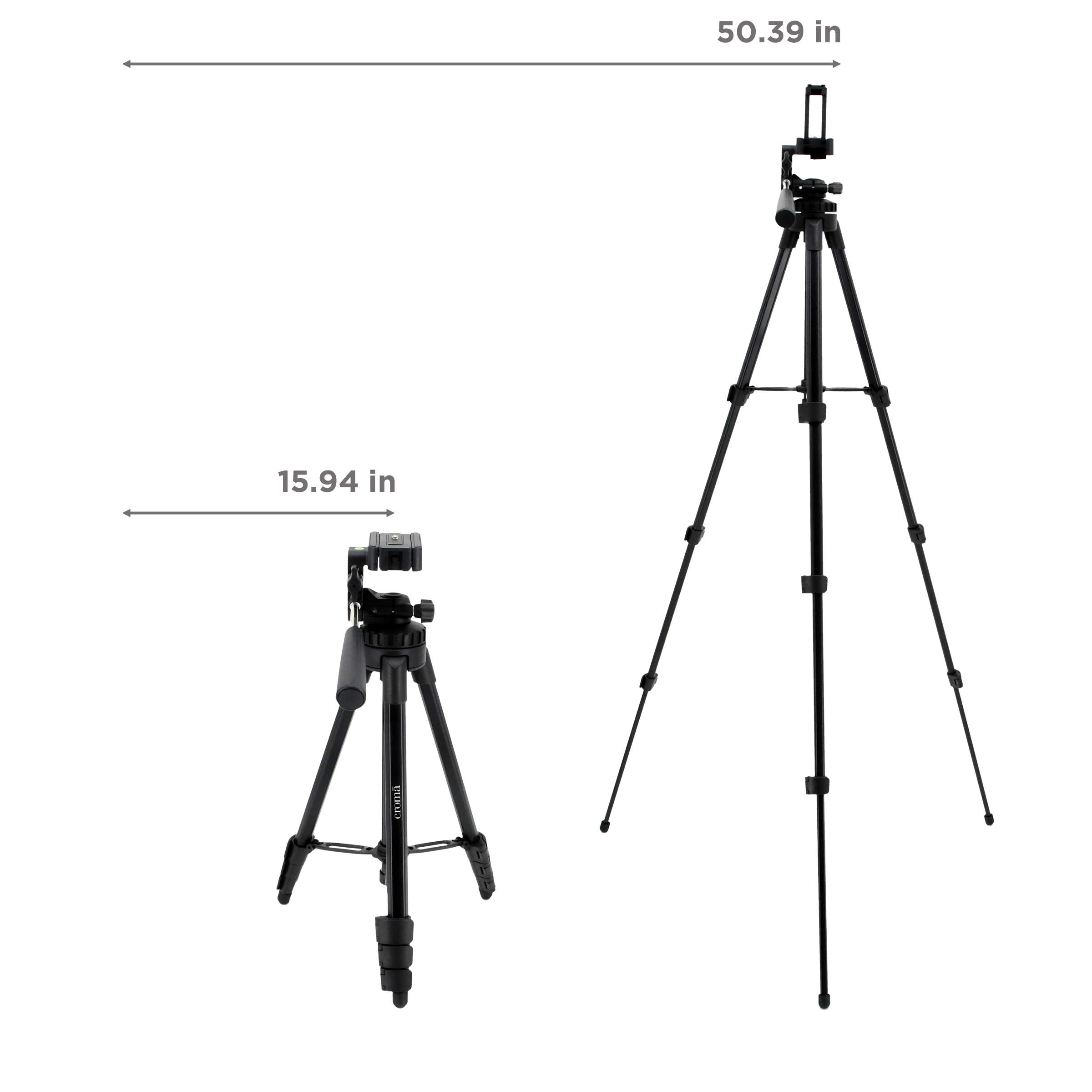Croma 128cm Adjustable Tripod for Mobile and Camera (3 Way Pan Head, Black)_3
