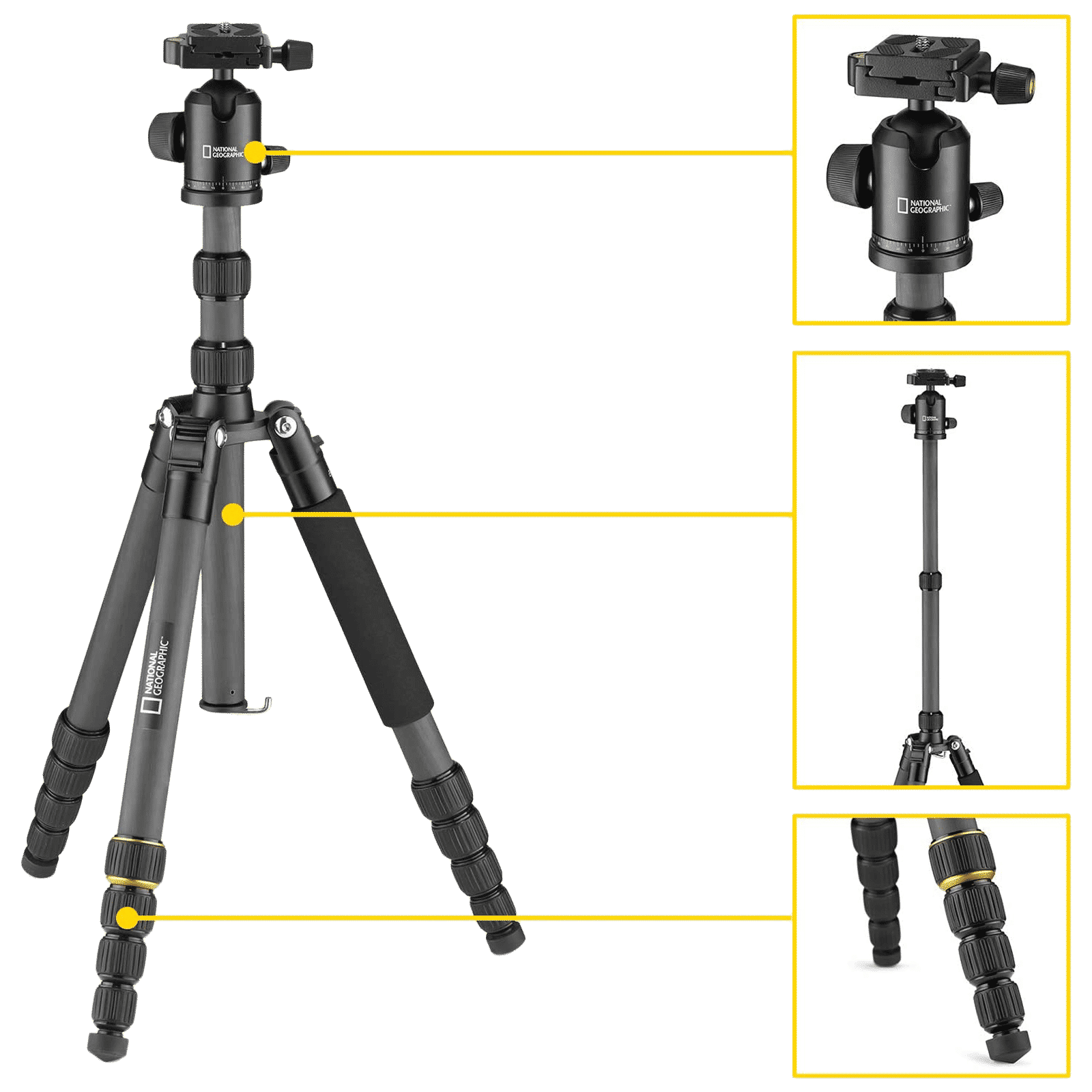 NATIONAL GEOGRAPHIC Travel Photo 158cm Adjustable Tripod for Camera (2 in 1, Black)_9