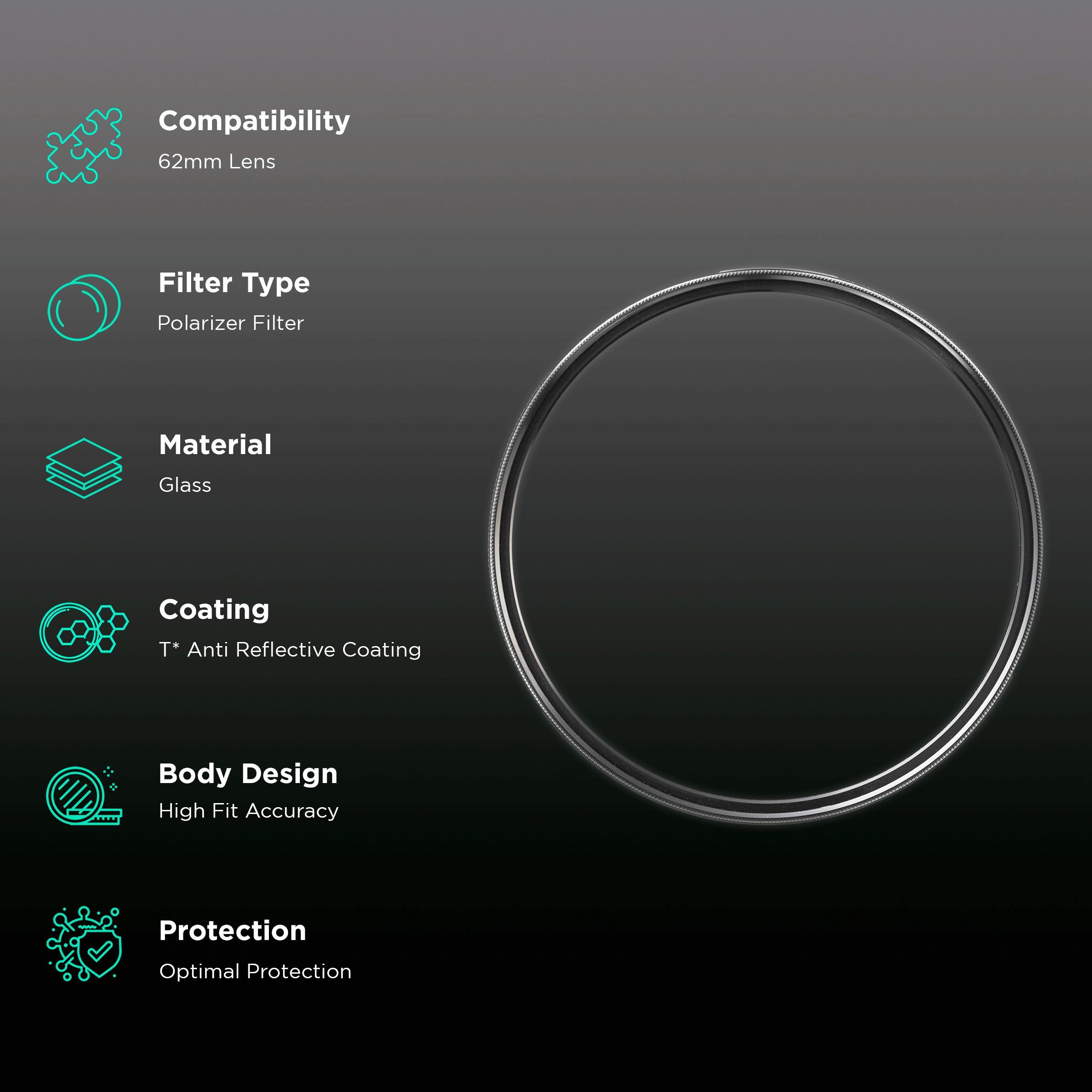 Carl Zeiss T* 62mm Camera Lens Polarizer Filter (Anti Reflective Coating)_2