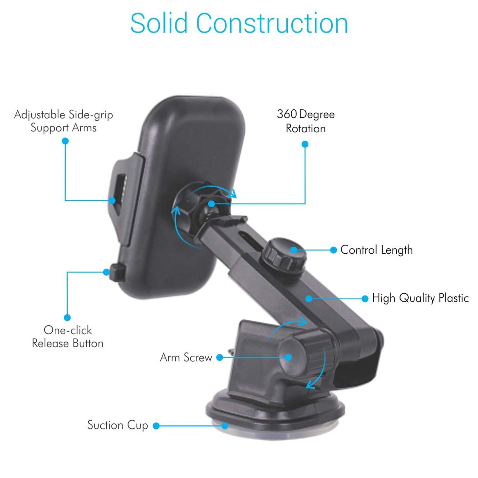ultraprolink UM1074 Dash Mount for Mobile (Adjustable Telescopic Arm, Black)_7