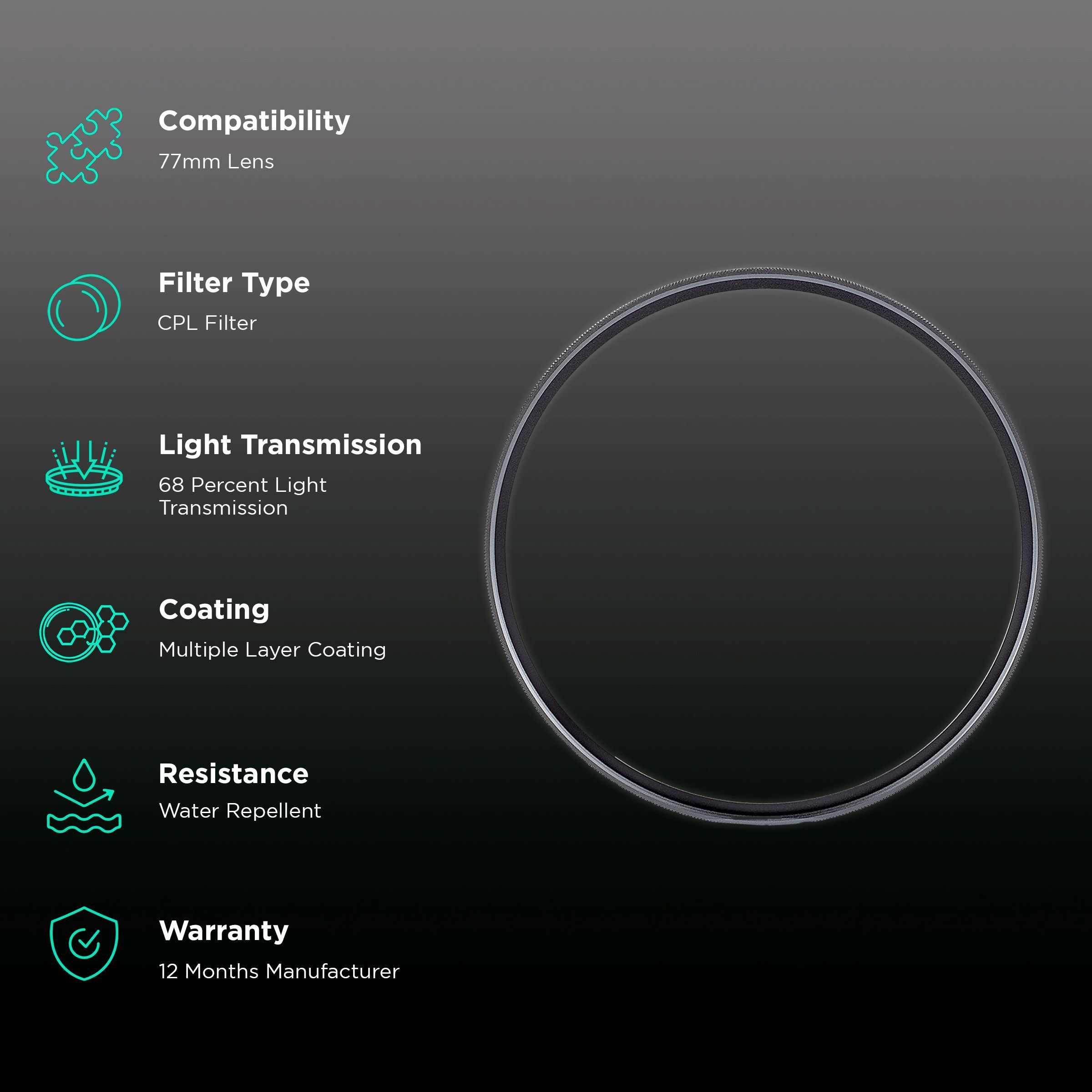 Manfrotto Essential 77mm Camera Lens CPL Filter (Multiple Layer Coating)_2