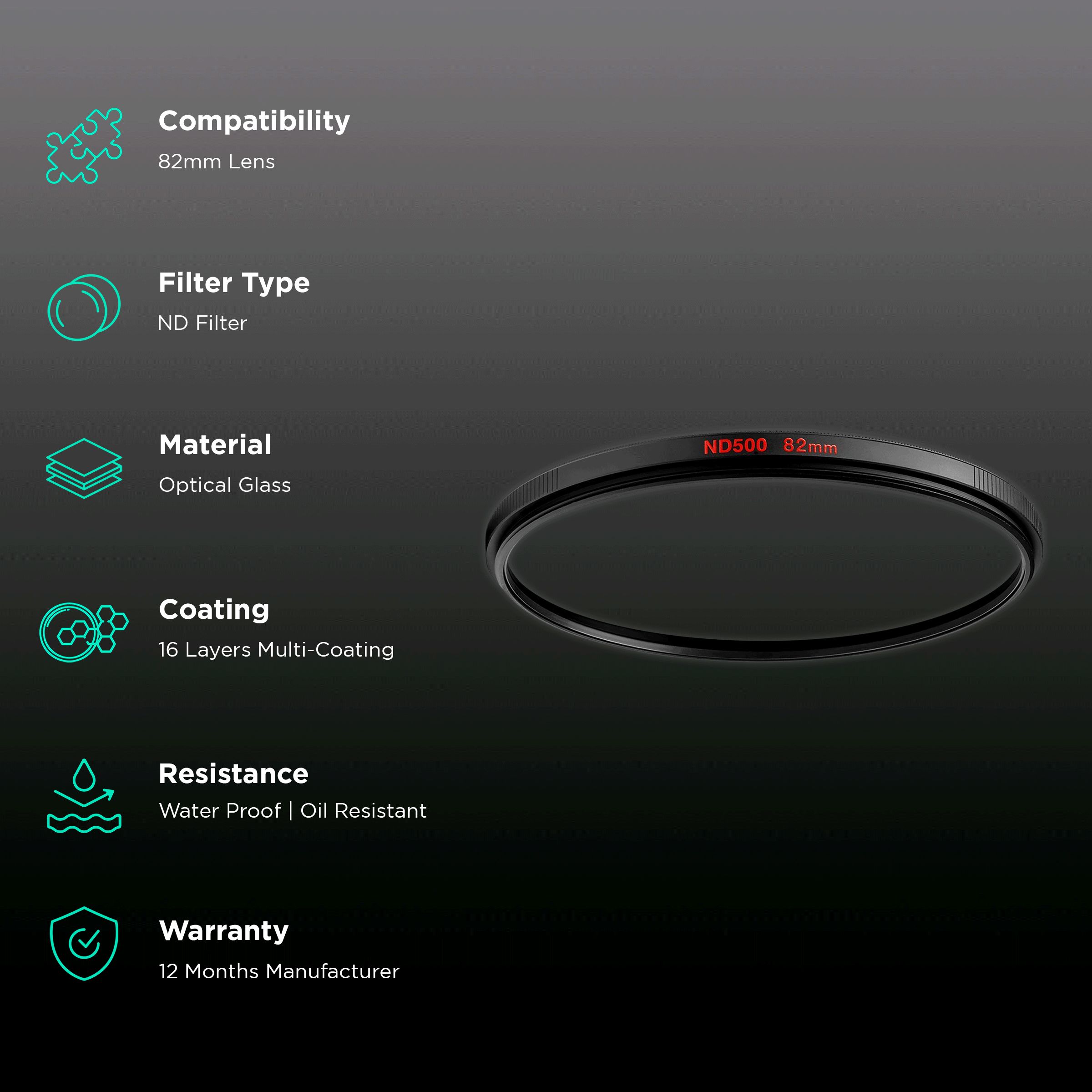 Manfrotto Neutral Density 500 82mm Camera Lens Neutral Density Filter (16 Layers Multi-Coating)_2