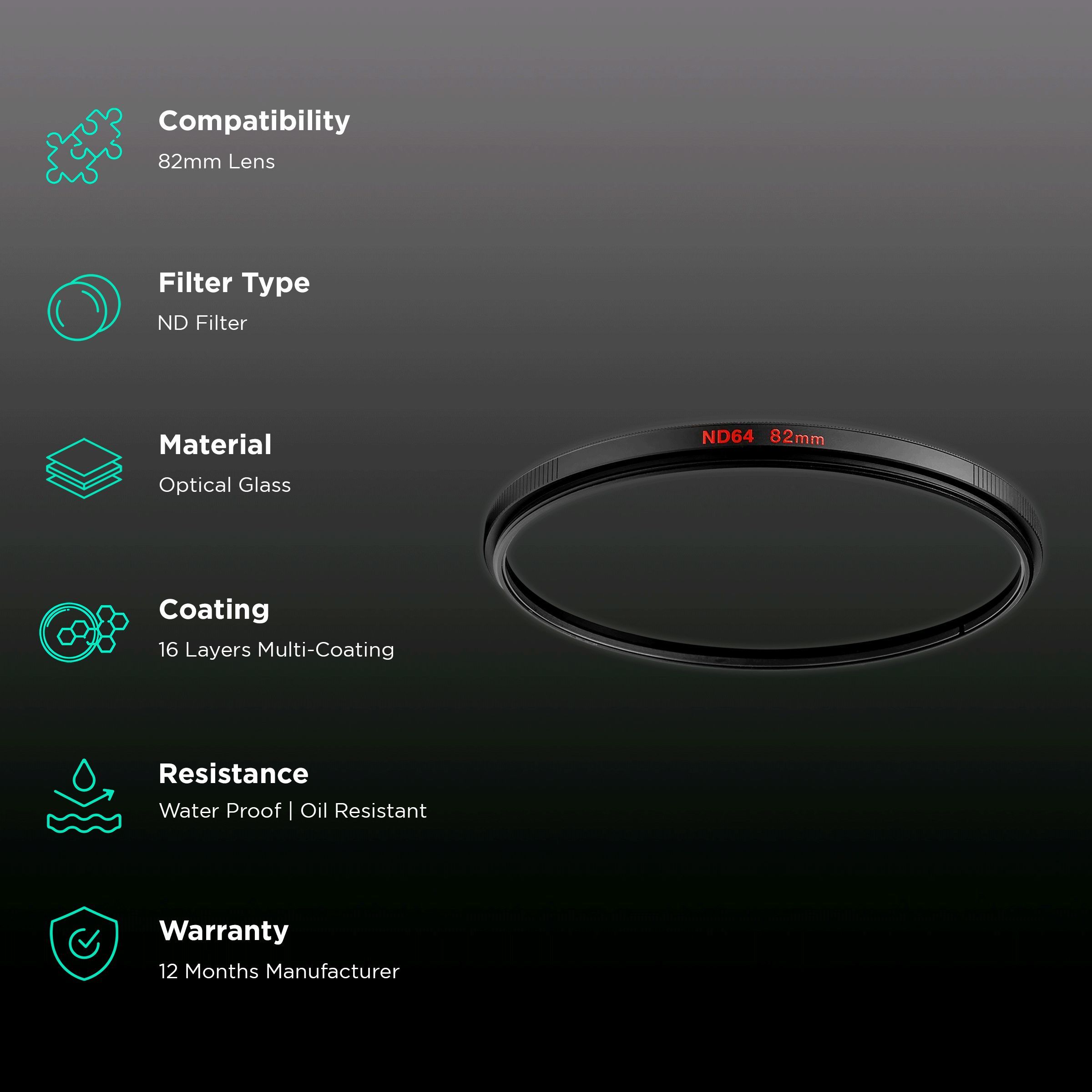 Manfrotto Neutral Density 64 82mm Camera Lens Neutral Density Filter (16 Layers Multi-Coating)_2