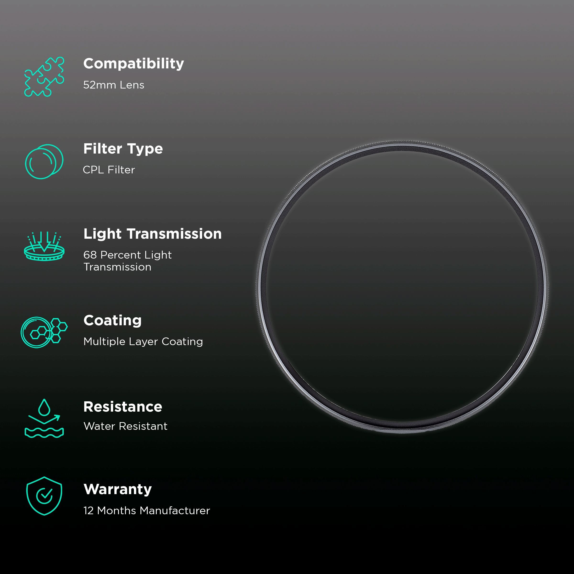 Manfrotto Essential 52mm Camera Lens CPL Filter (Multiple Layer Coating)_2