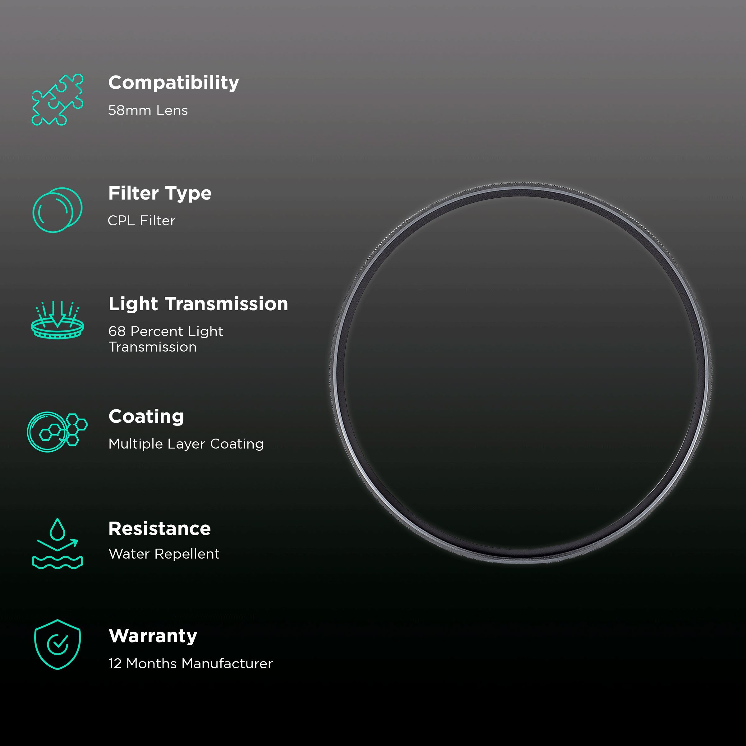 Manfrotto Essential 58mm Camera Lens CPL Filter (Multiple Layer Coating)_2