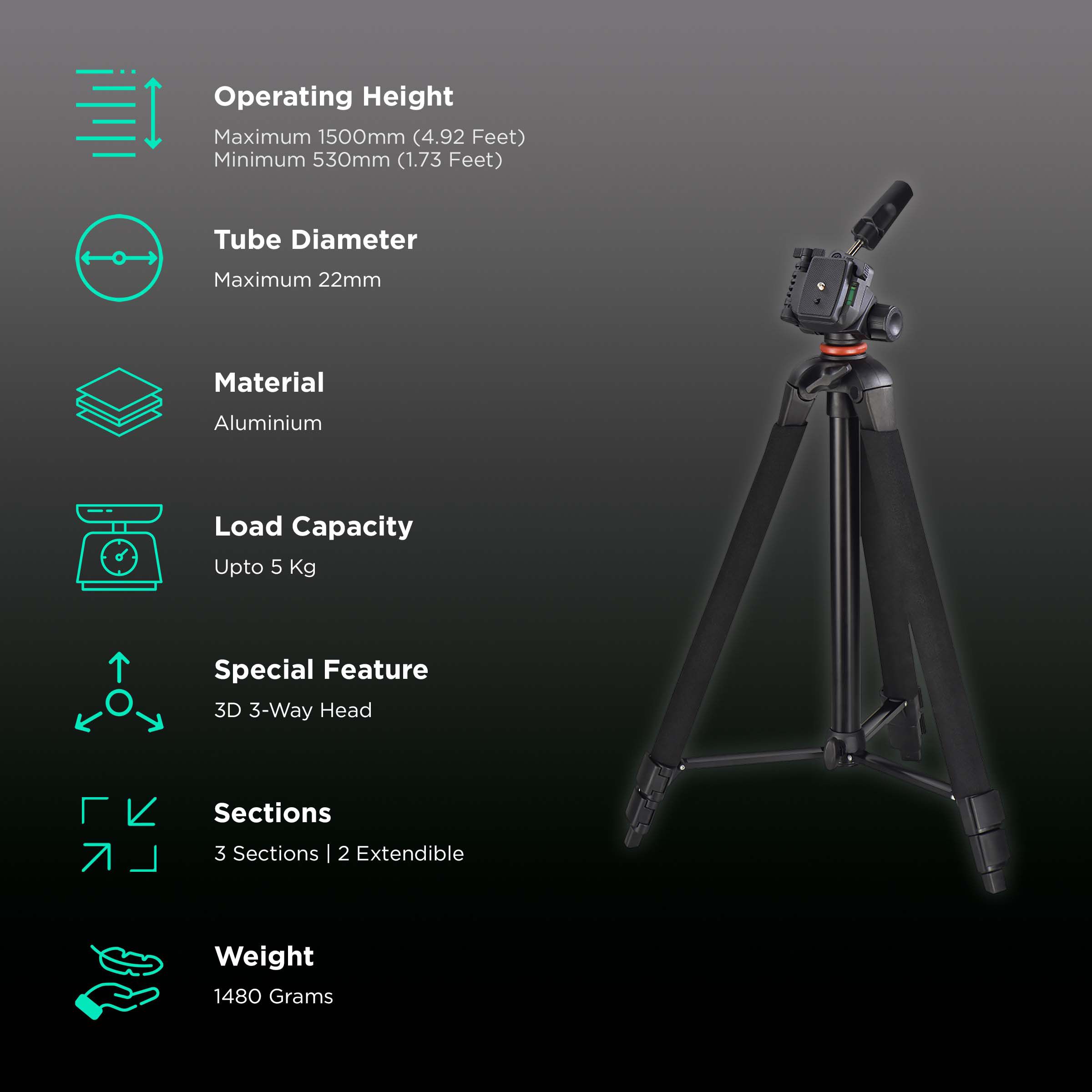 hama Profil Duo 150cm Adjustable Tripod for Camera (Ball Head, Black)_2