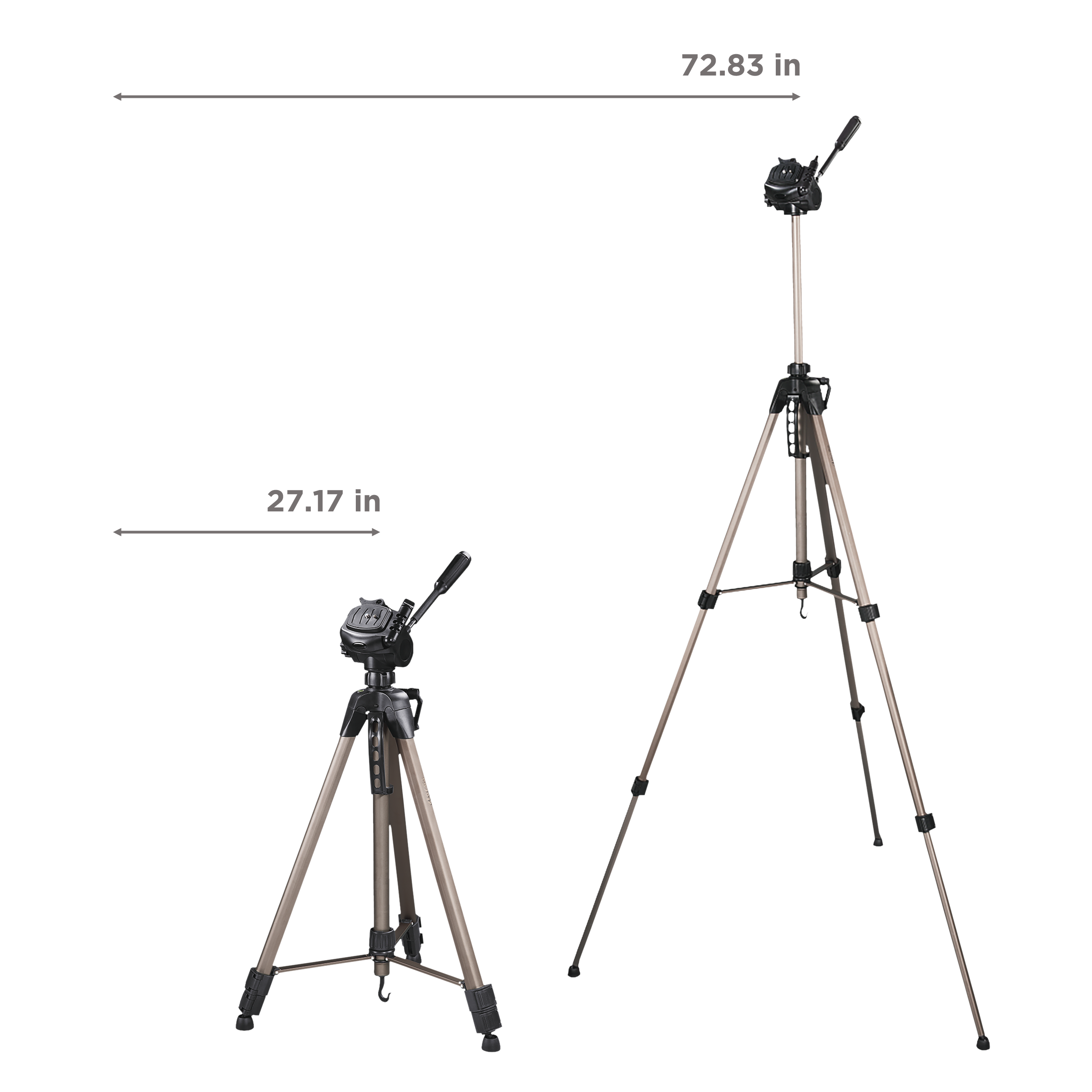 hama Star 64 185cm Adjustable Tripod for Mobile and Camera (3D Tilt Head, 4464, Beige)_3