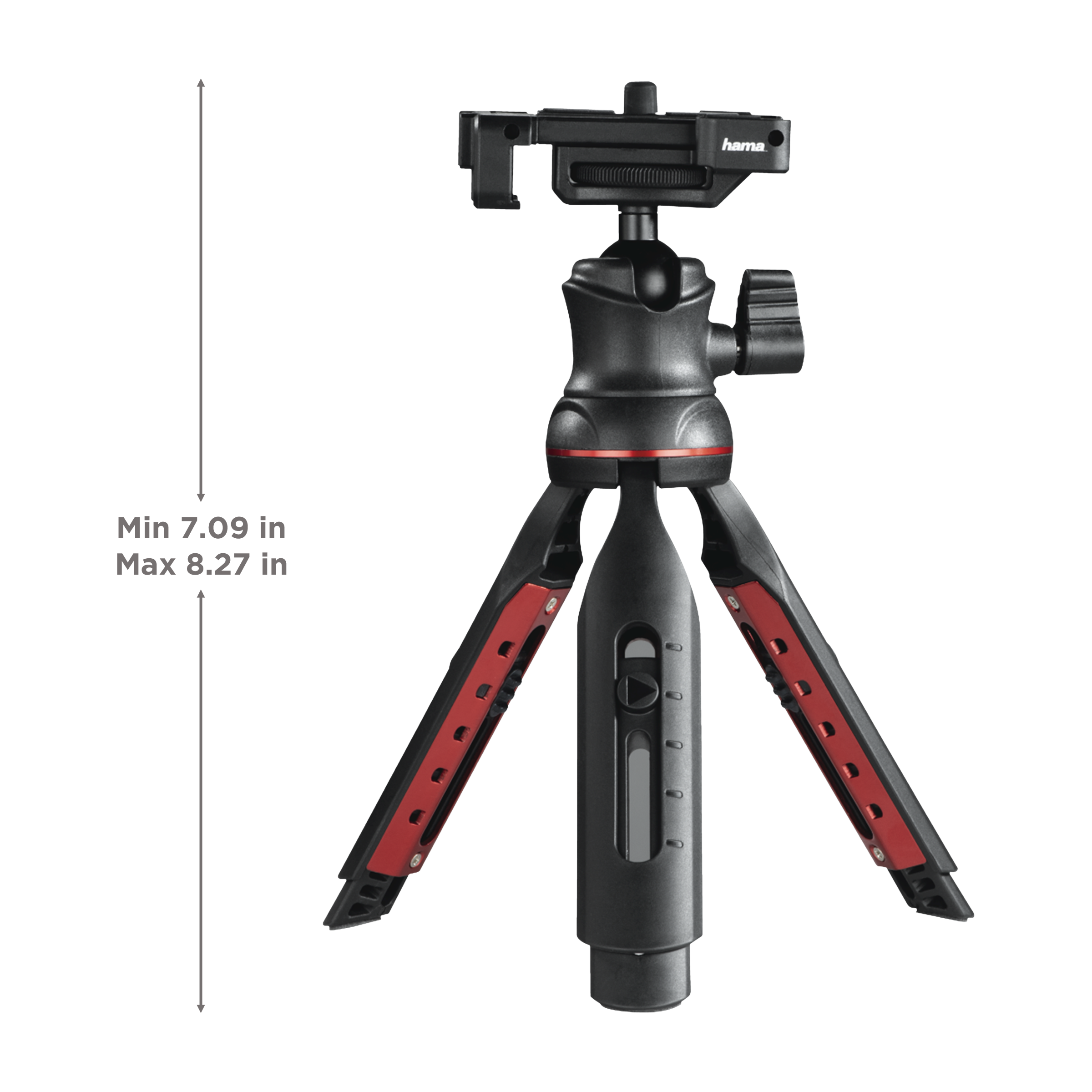 hama Solid II 21B 21cm Adjustable Tripod for Mobile and Camera (3D Ball Head, Black)_3