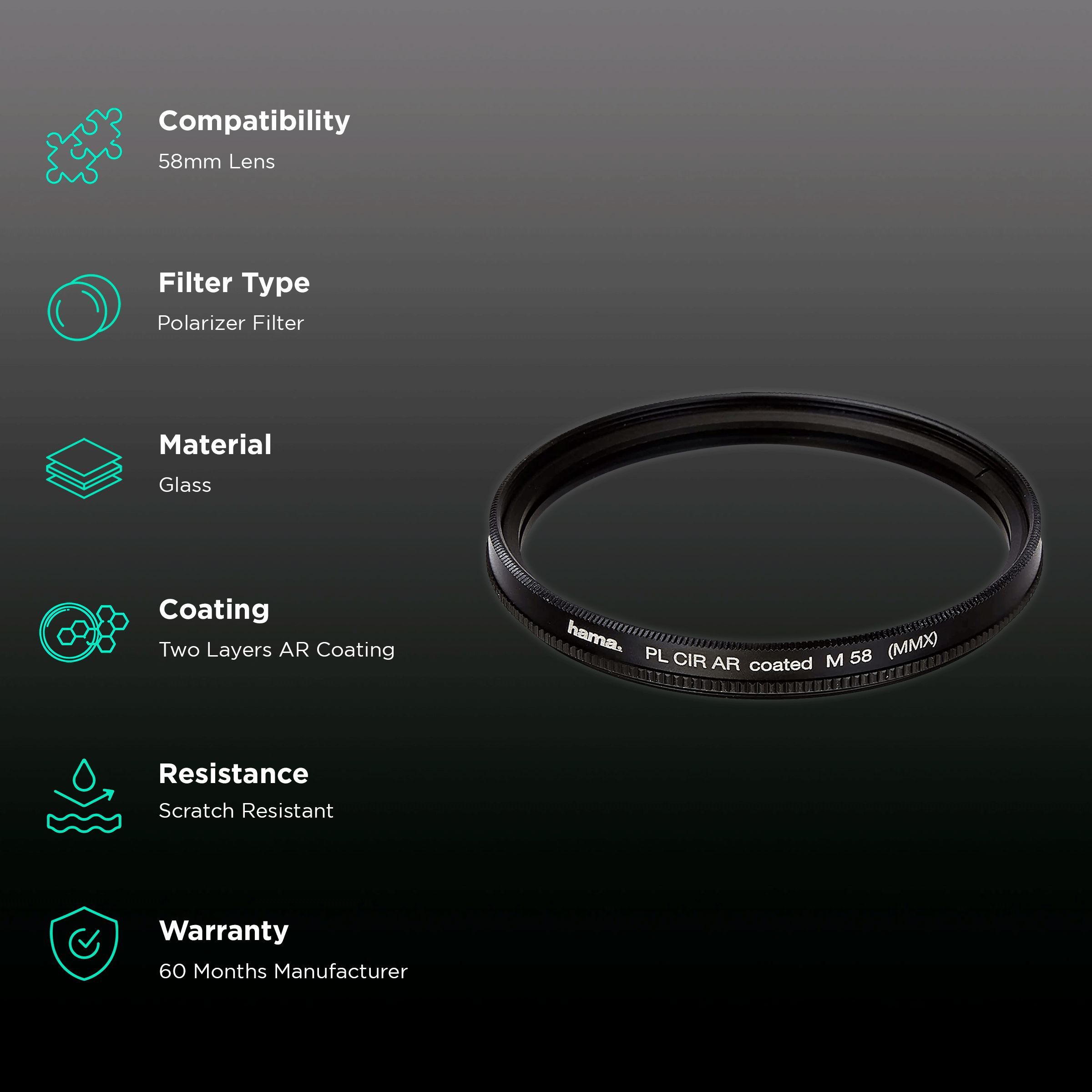 hama 72558 58mm Camera Lens Polarizer Filter (Two Layers AR Coating)_2