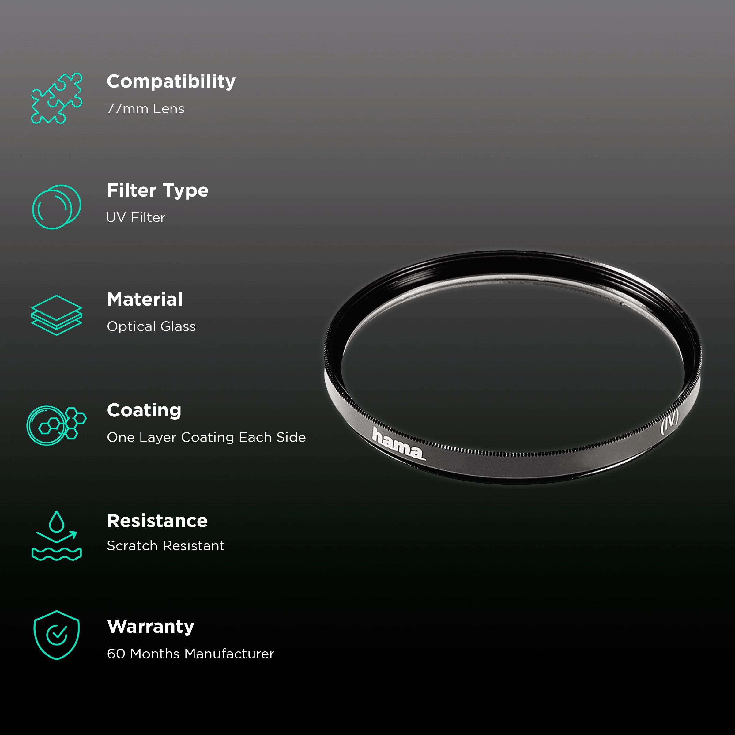 hama 70077 77mm Camera Lens UV Filter (One Layer Coating on Each Side)_2