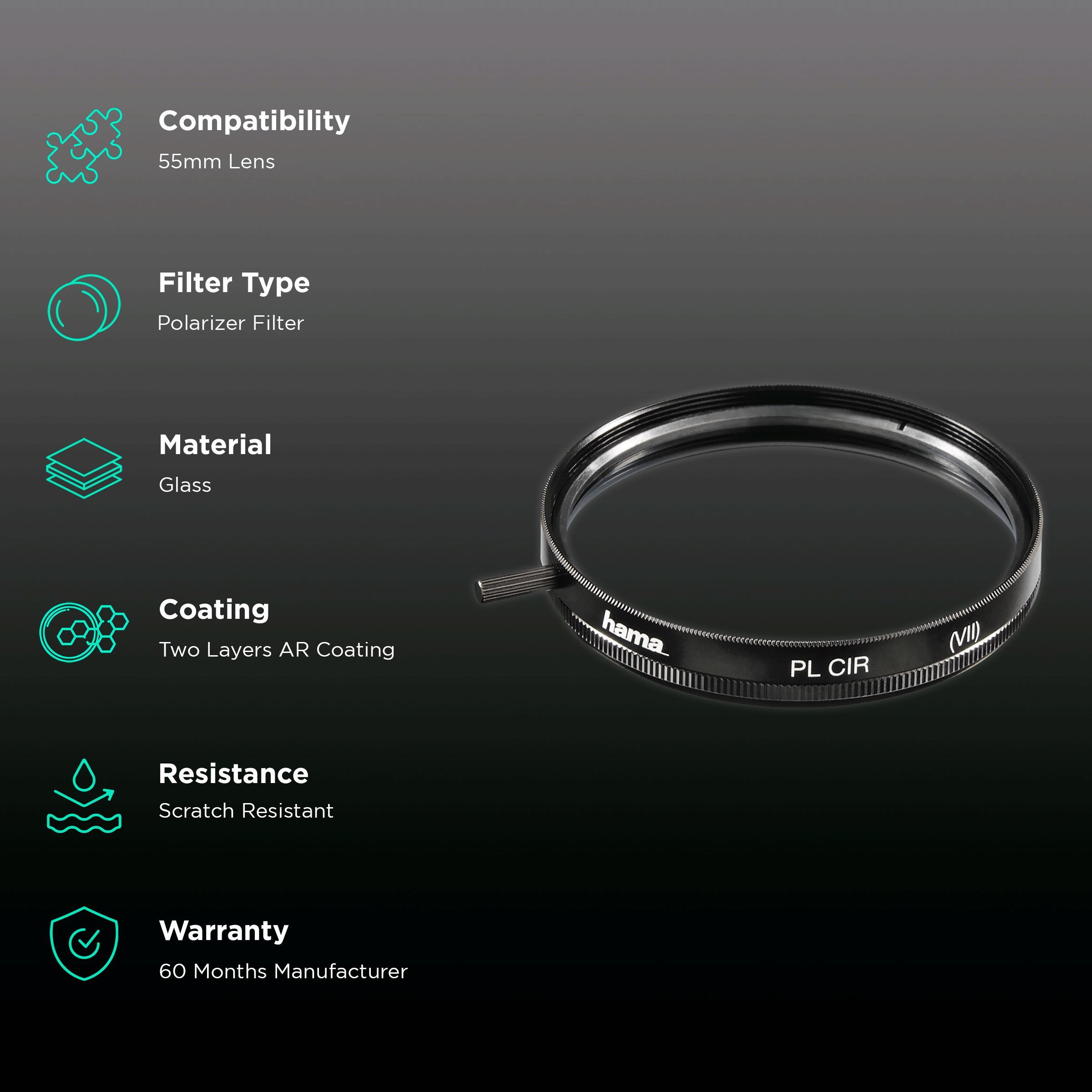 hama 72555 55mm Camera Lens Polarizer Filter (Two Layers AR Coating)_2