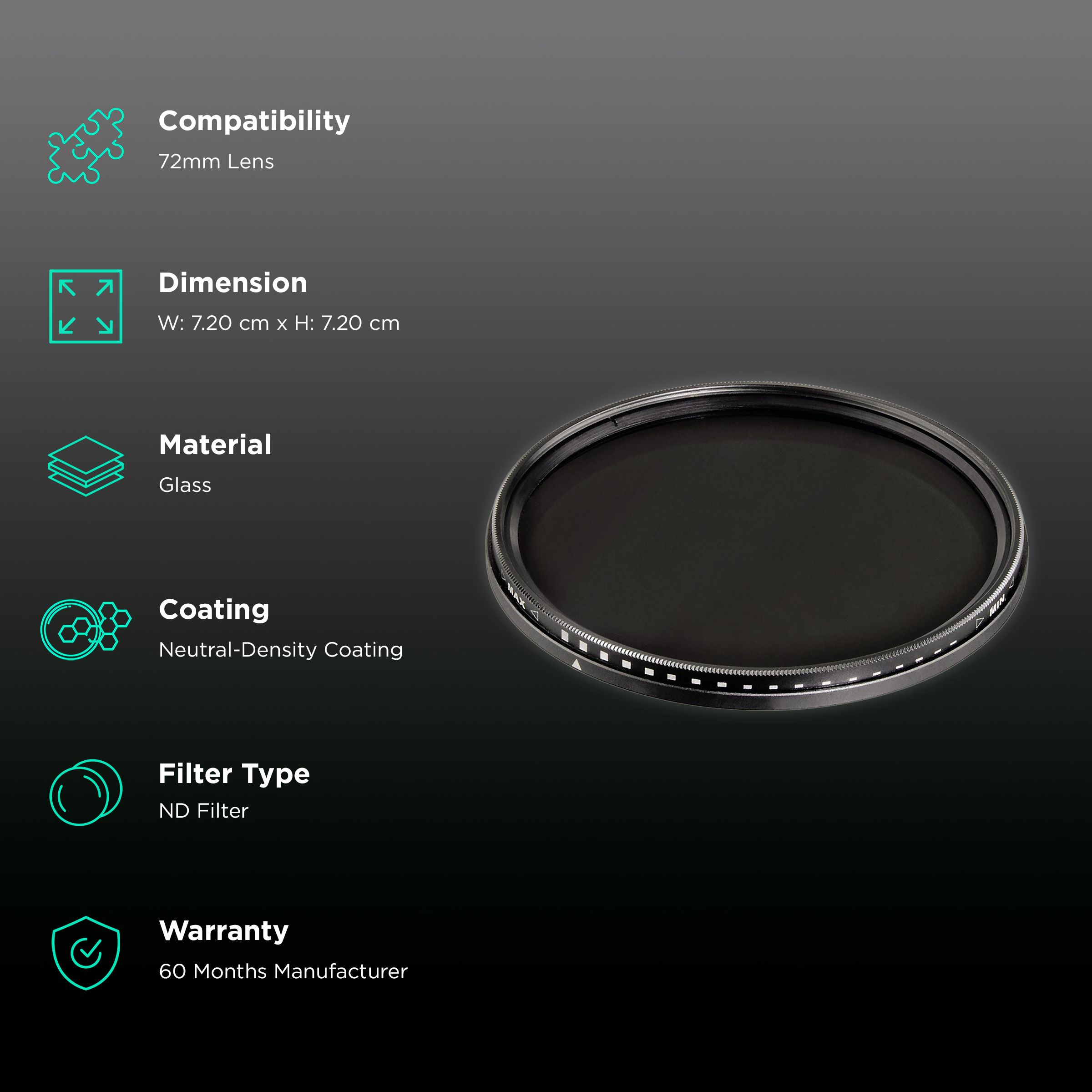 hama Vario ND2-400 72mm Camera Lens Neutral Density Filter (Multilayer Coating)_2