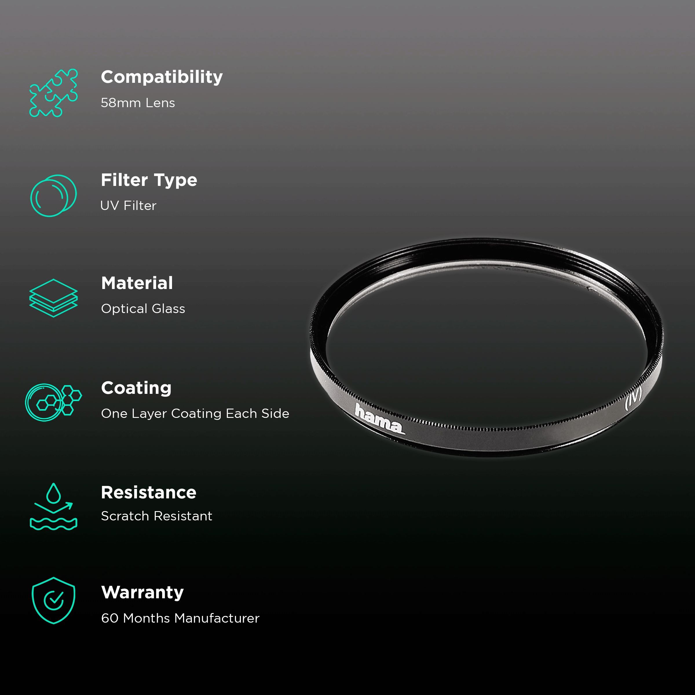 hama 70058 58mm Camera Lens UV Filter (One Layer Coating on Each Side)_2