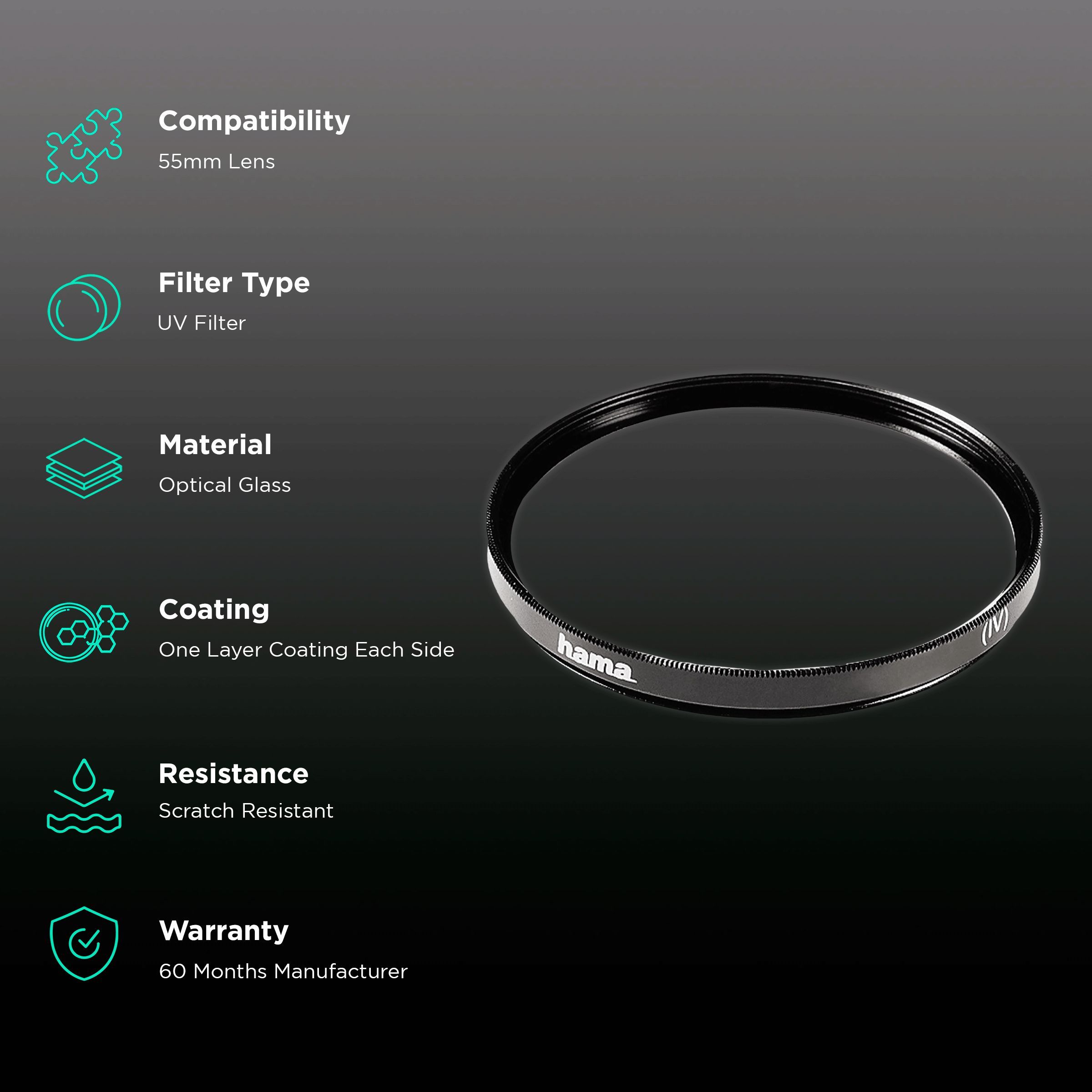 hama 70055 55mm Camera Lens UV Filter (One Layer Coating on Each Side)_2