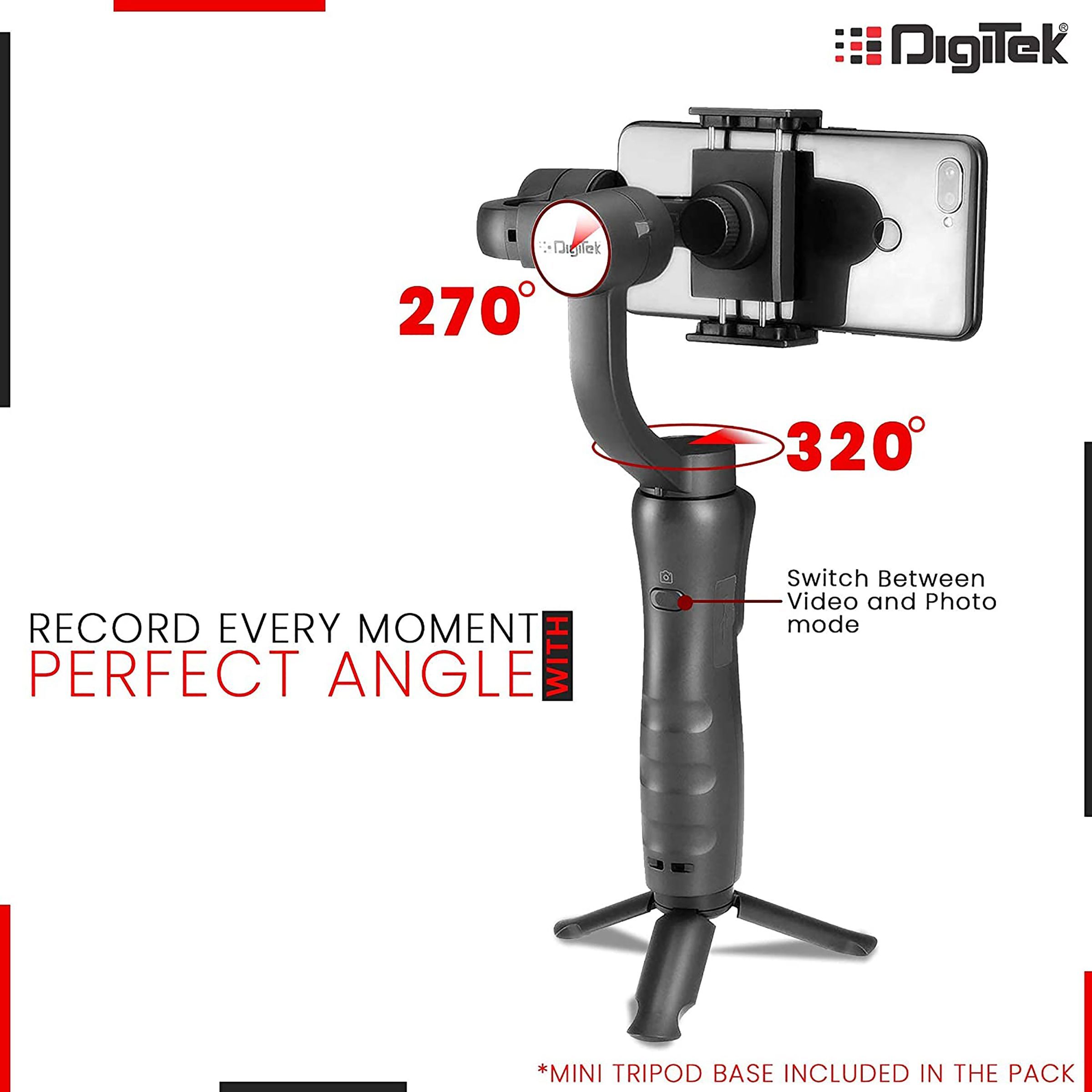 DigiTek DSG 005 3-Axis Gimbal for Mobile (Face & Object Tracking Motion, Black)_10
