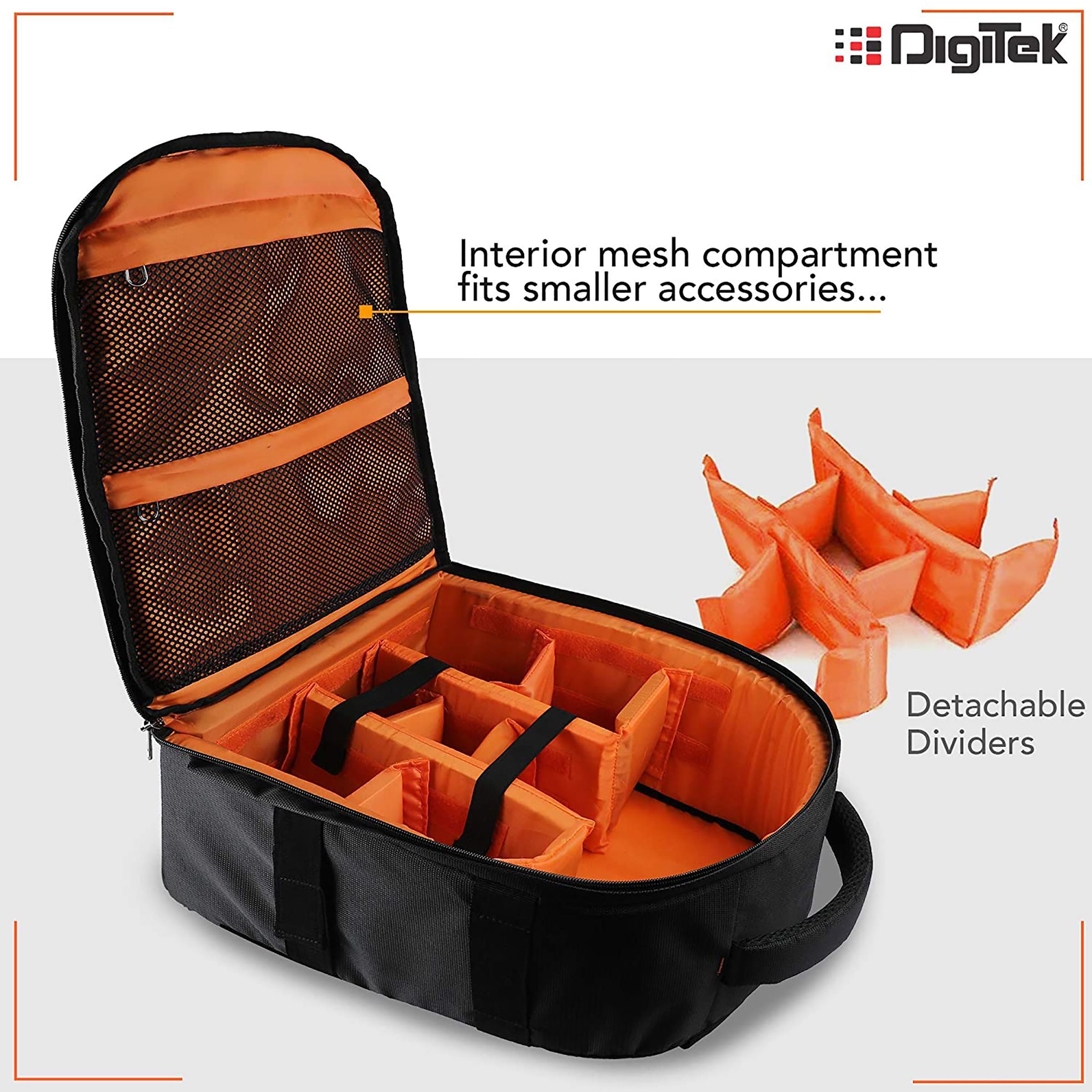 DigiTek DCB 001 Not Available Camera Backpack For DSLR, SLR ( Adjustable Shoulder Strap , DCB 001 , Black/Orange ) DigiTek DCB 001 Not Available Camera Backpack For DSLR, SLR ( Adjustable Shoulder Strap , DCB 001 , Black/Orange )_3