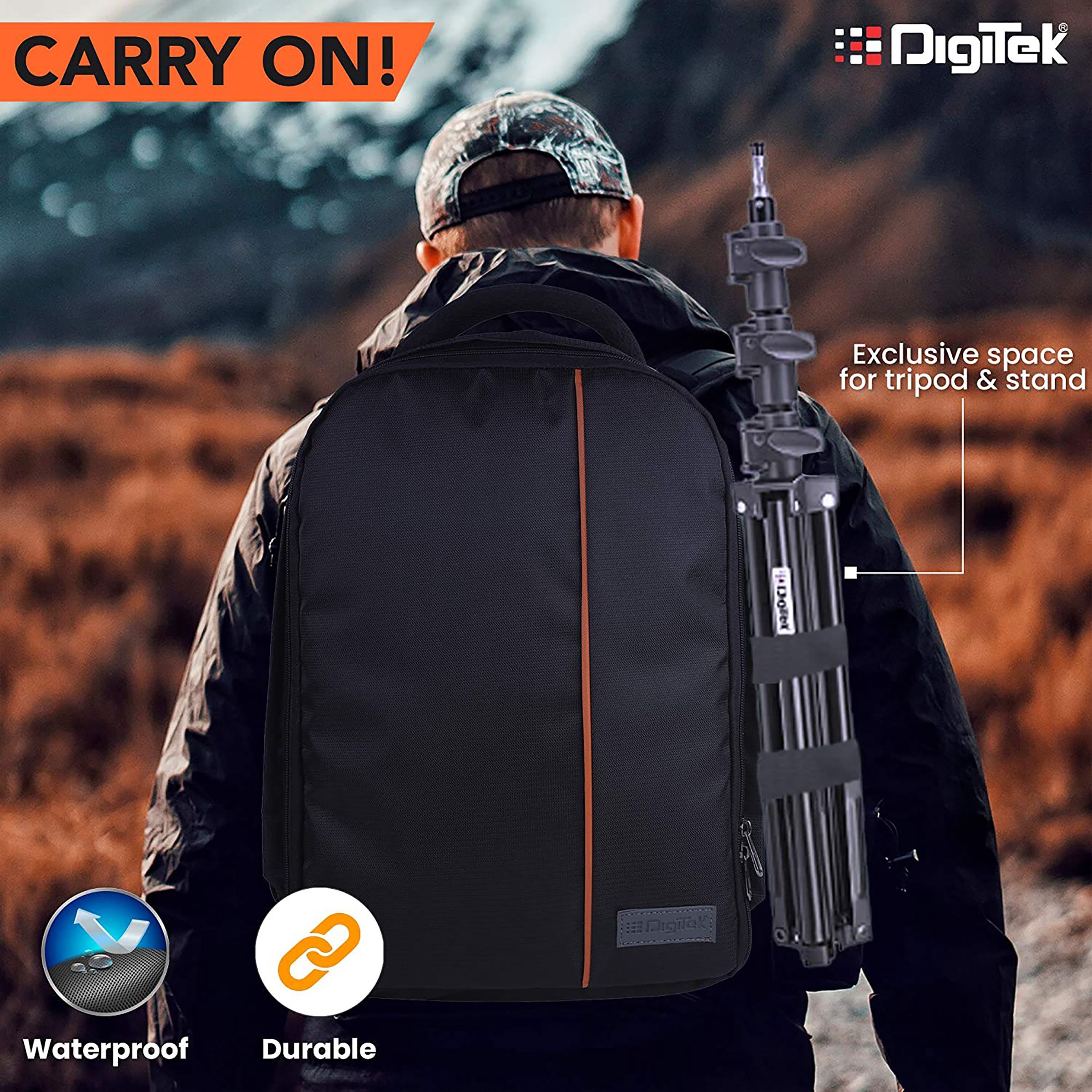 DigiTek DCB 001 Not Available Camera Backpack For DSLR, SLR ( Adjustable Shoulder Strap , DCB 001 , Black/Orange ) DigiTek DCB 001 Not Available Camera Backpack For DSLR, SLR ( Adjustable Shoulder Strap , DCB 001 , Black/Orange )_4