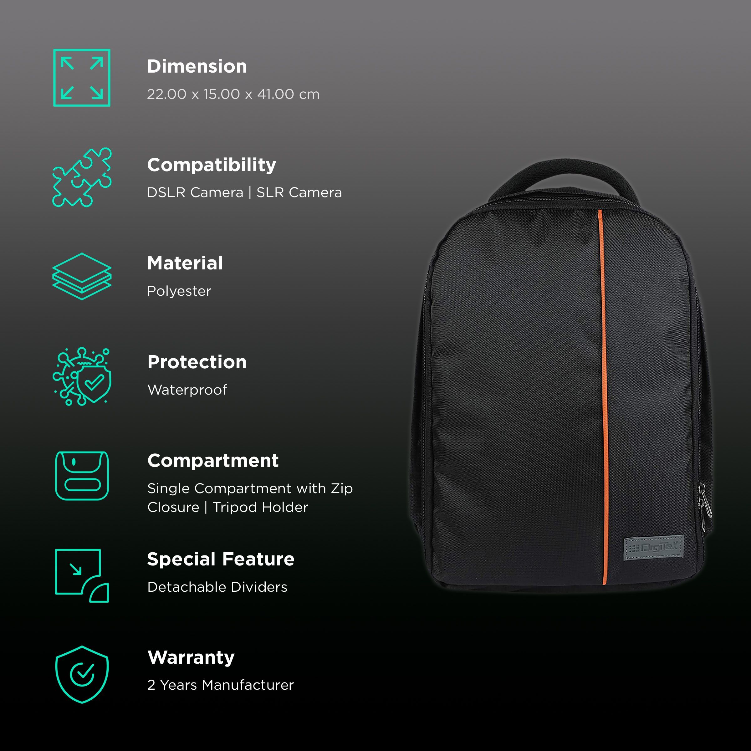 DigiTek DCB 001 Not Available Camera Backpack For DSLR, SLR ( Adjustable Shoulder Strap , DCB 001 , Black/Orange ) DigiTek DCB 001 Not Available Camera Backpack For DSLR, SLR ( Adjustable Shoulder Strap , DCB 001 , Black/Orange )_2