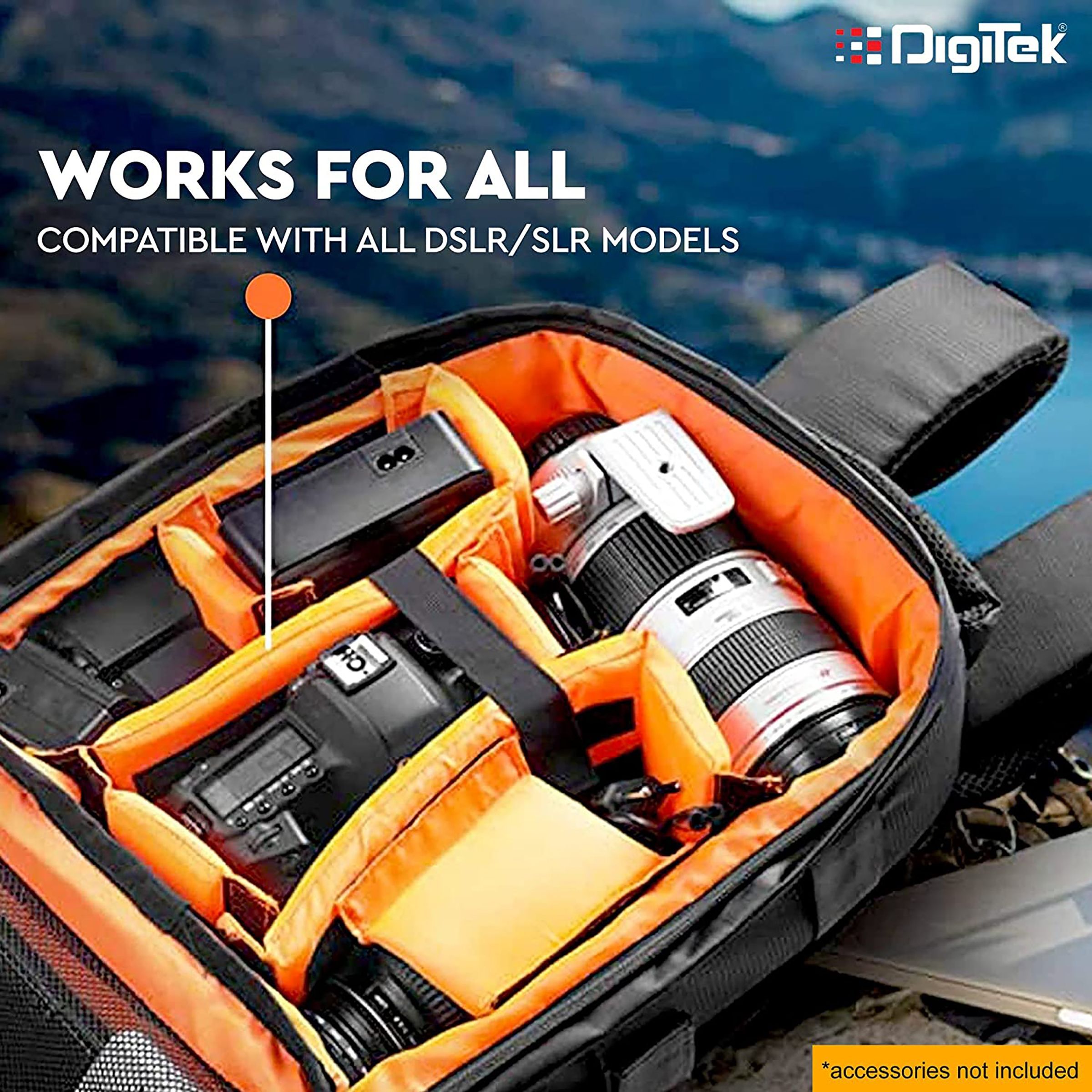 DigiTek DCB 002 Waterproof Backpack Camera Bag for DSLR (Tripod Holder, Black/Orange)_7