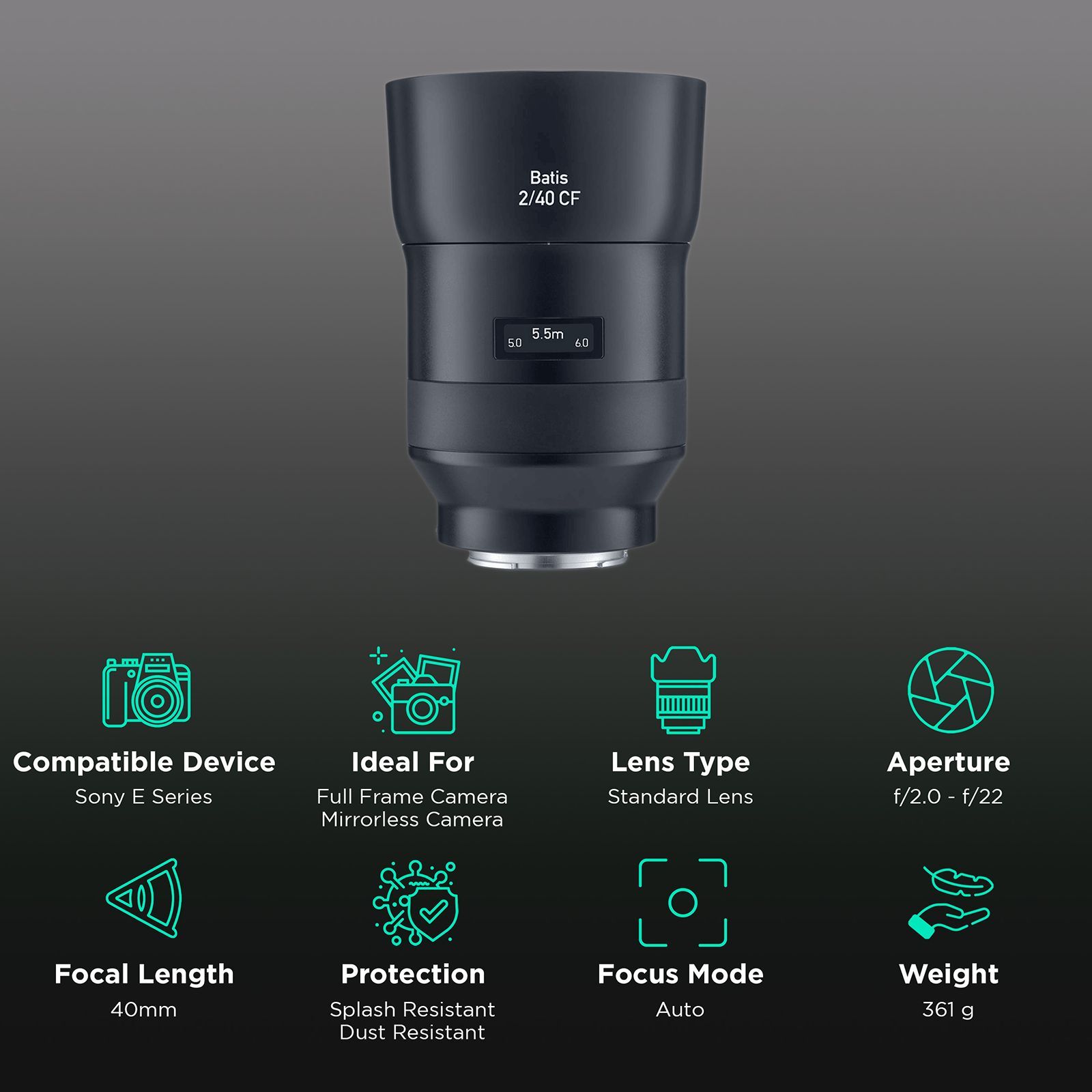 ZEISS Batis 40mm f/2 - f/22 Standard Prime Lens for SONY E Mount (Weather & Dust Sealing)_3