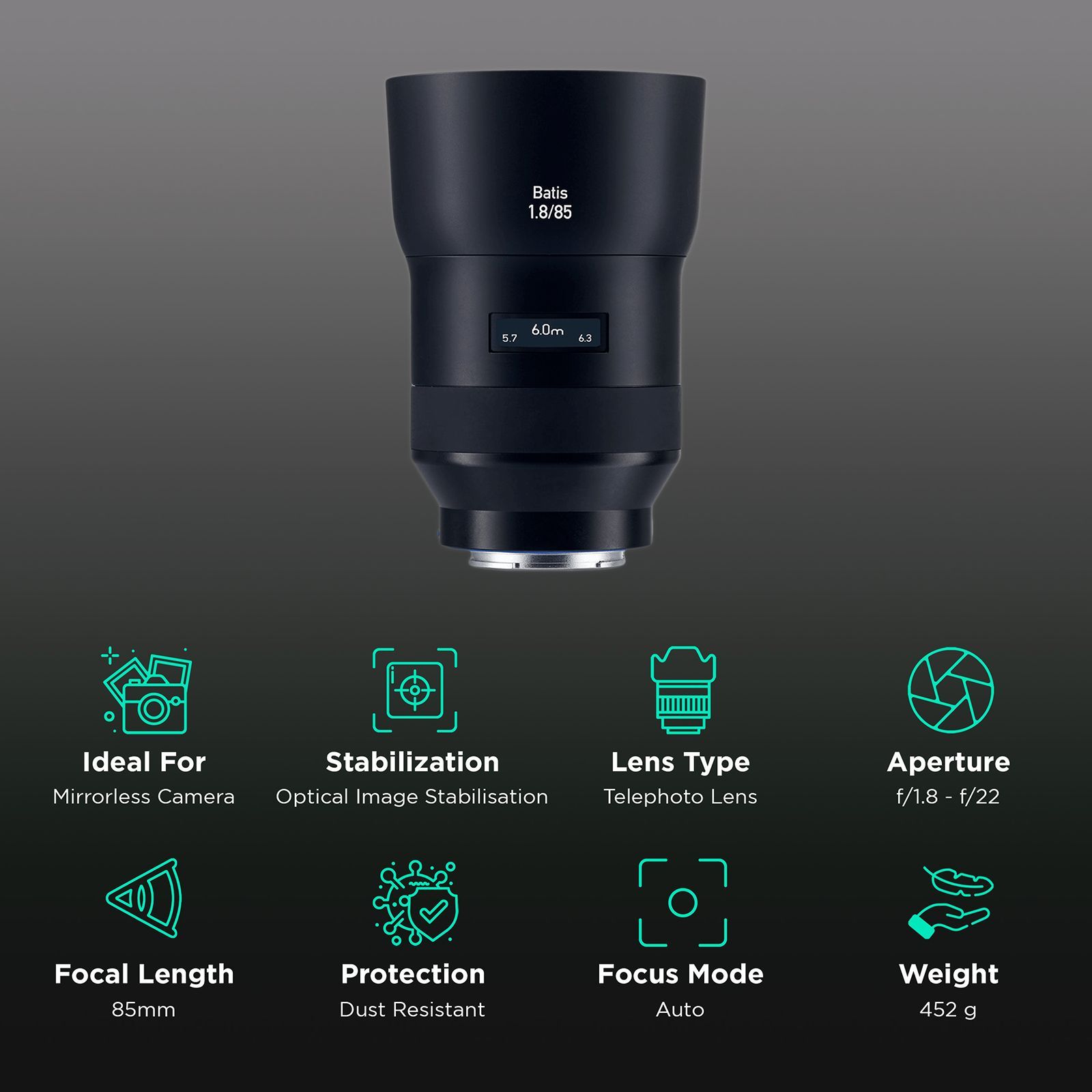 ZEISS Batis 85mm f/1.8 - f/22 Telephoto Zoom Lens for SONY E Mount (Weather & Dust Sealing)_3