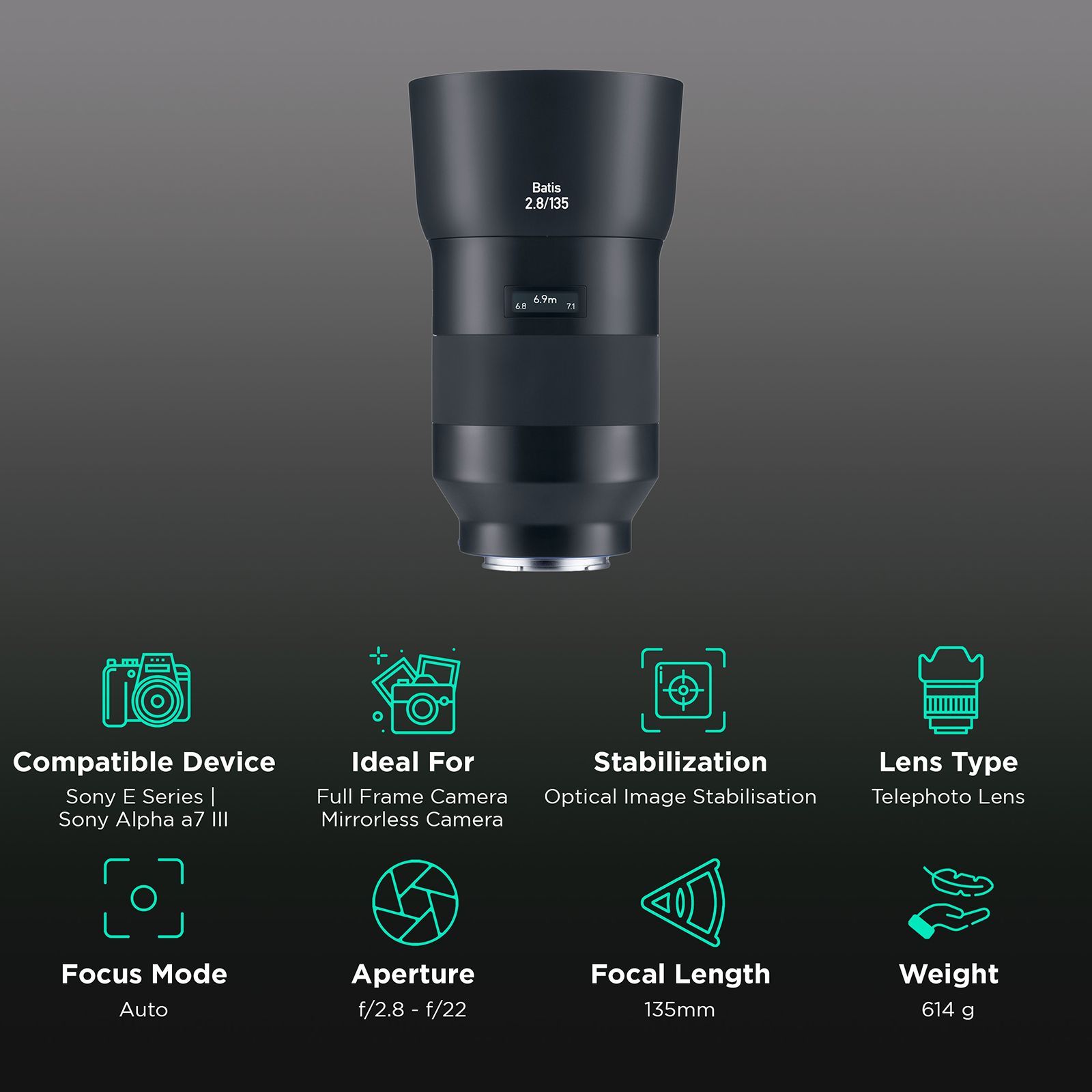 ZEISS Batis 135mm f/2.8 - f/22 Telephoto Prime Lens for SONY E Mount (Weather & Dust Sealing)_3