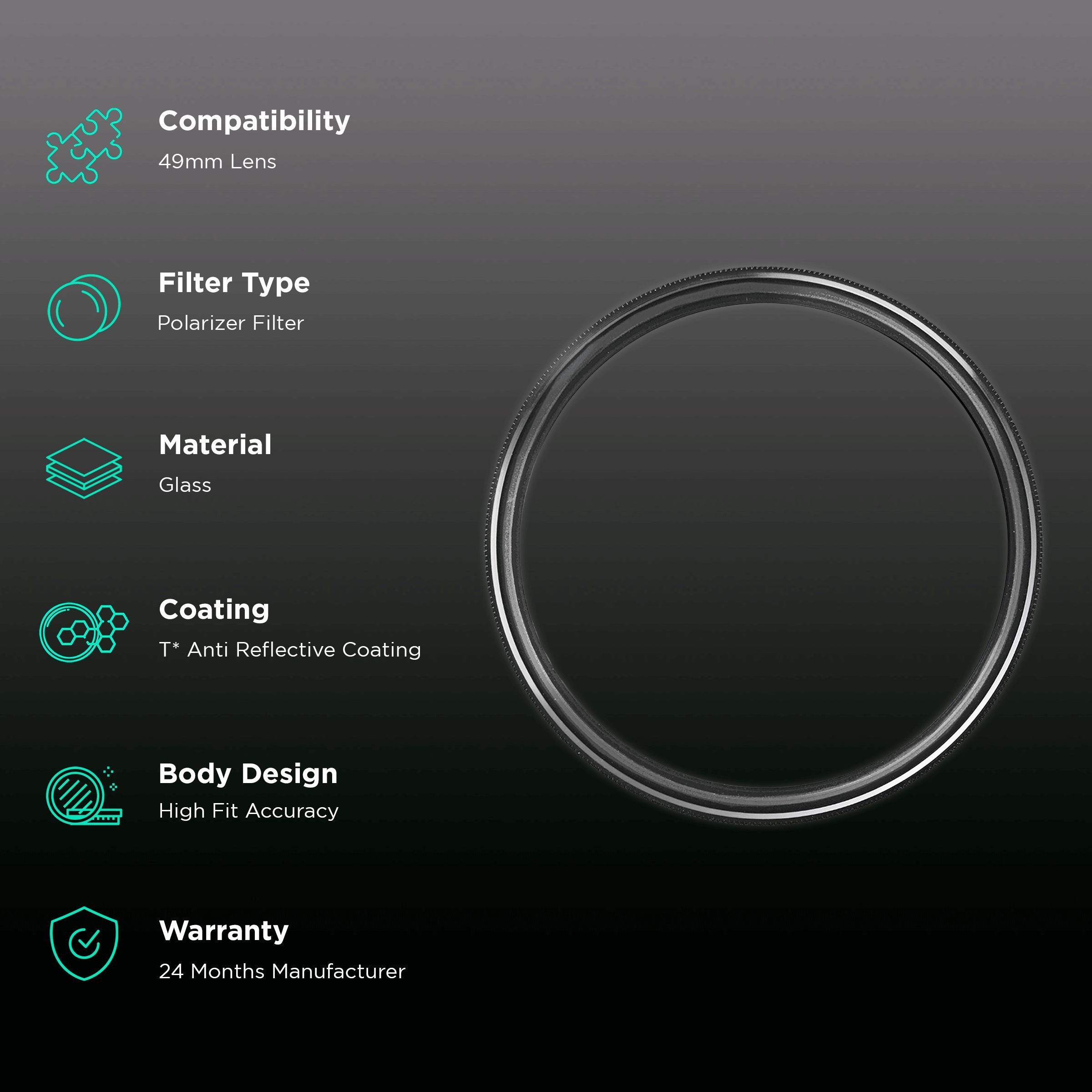 Carl Zeiss T* 49mm Camera Lens Polarizer Filter (Anti Reflective Coating)_2