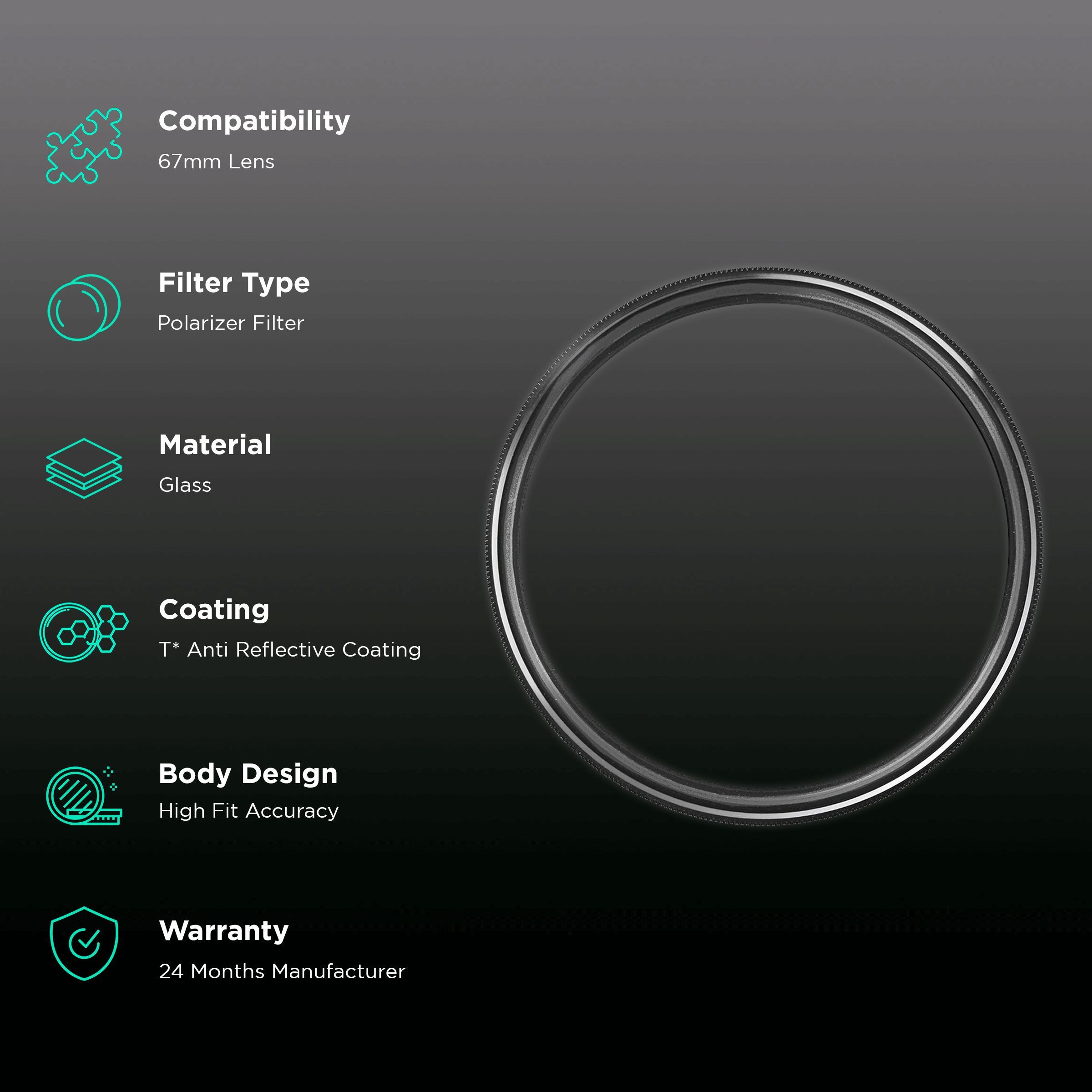 Carl Zeiss T* 67mm Camera Lens Polarizer Filter (Anti Reflective Coating)_2