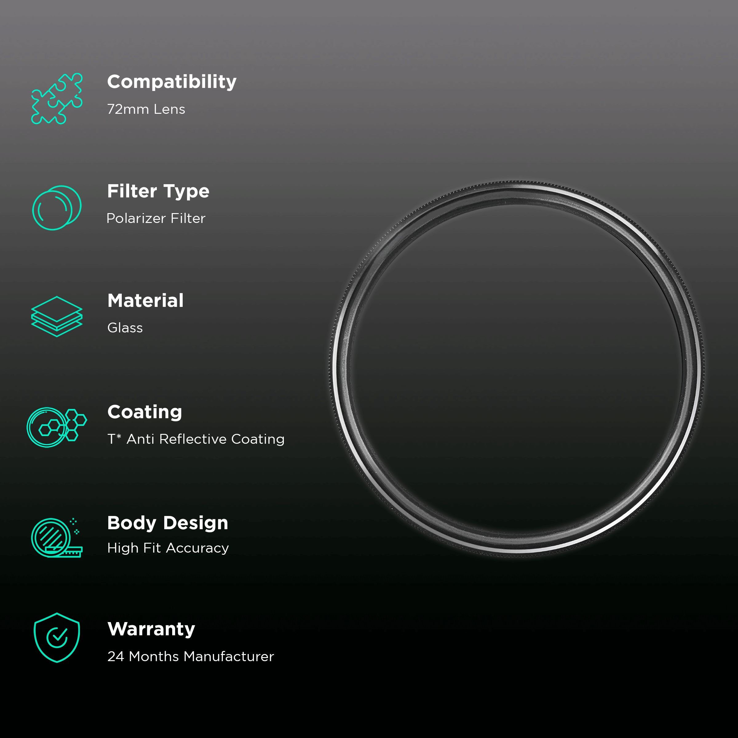 Carl Zeiss T* 72mm Camera Lens Polarizer Filter (Anti Reflective Coating)_2