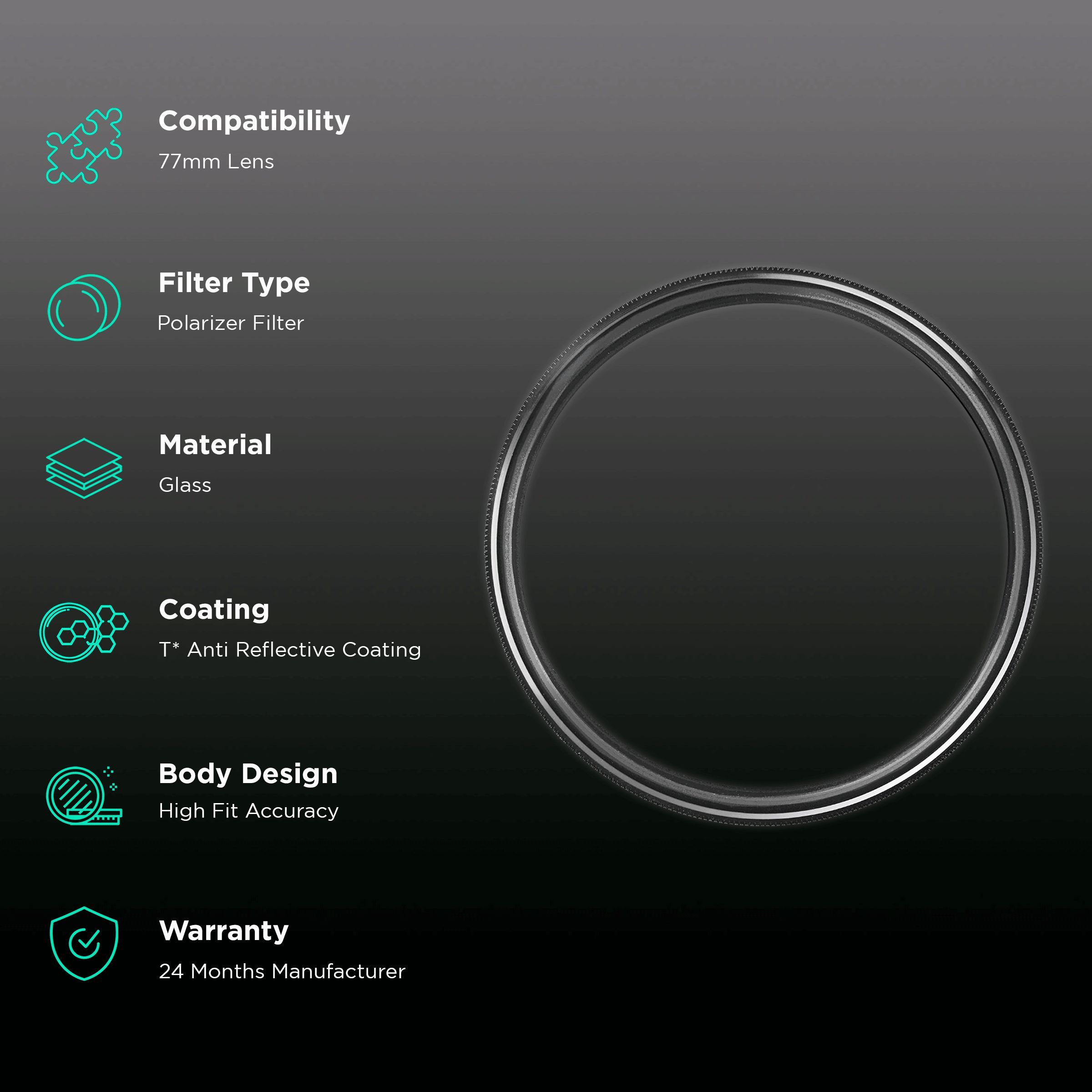 Carl Zeiss T* 77mm Camera Lens Polarizer Filter (Anti Reflective Coating)_2