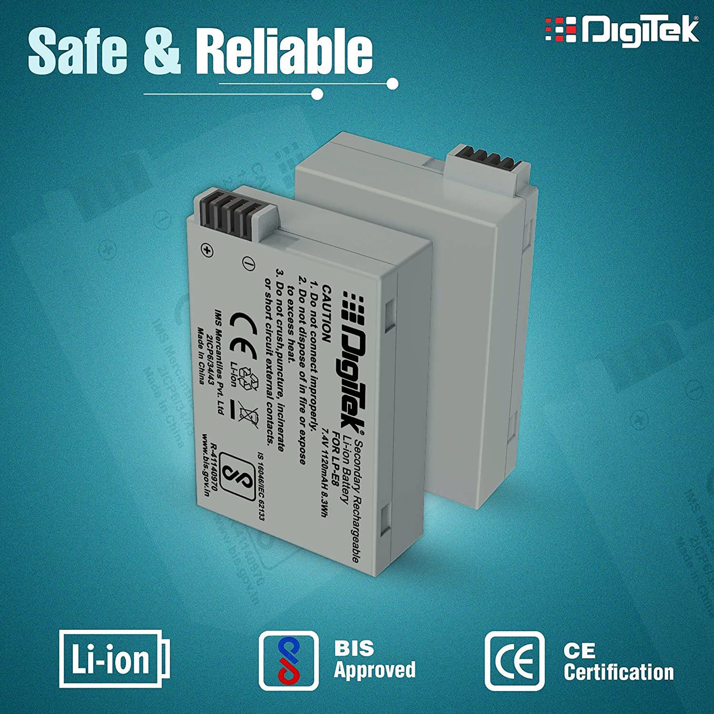 DigiTek LP-E8 1120 mAh Li-ion Rechargeable Battery for Power EOS 55D, 600D, D650, 700D and EOS Rebel T2i DigiTek LP-E8 1120 mAh Li-ion Rechargeable Battery for Power EOS 55D, 600D, D650, 700D and EOS Rebel T2i_5